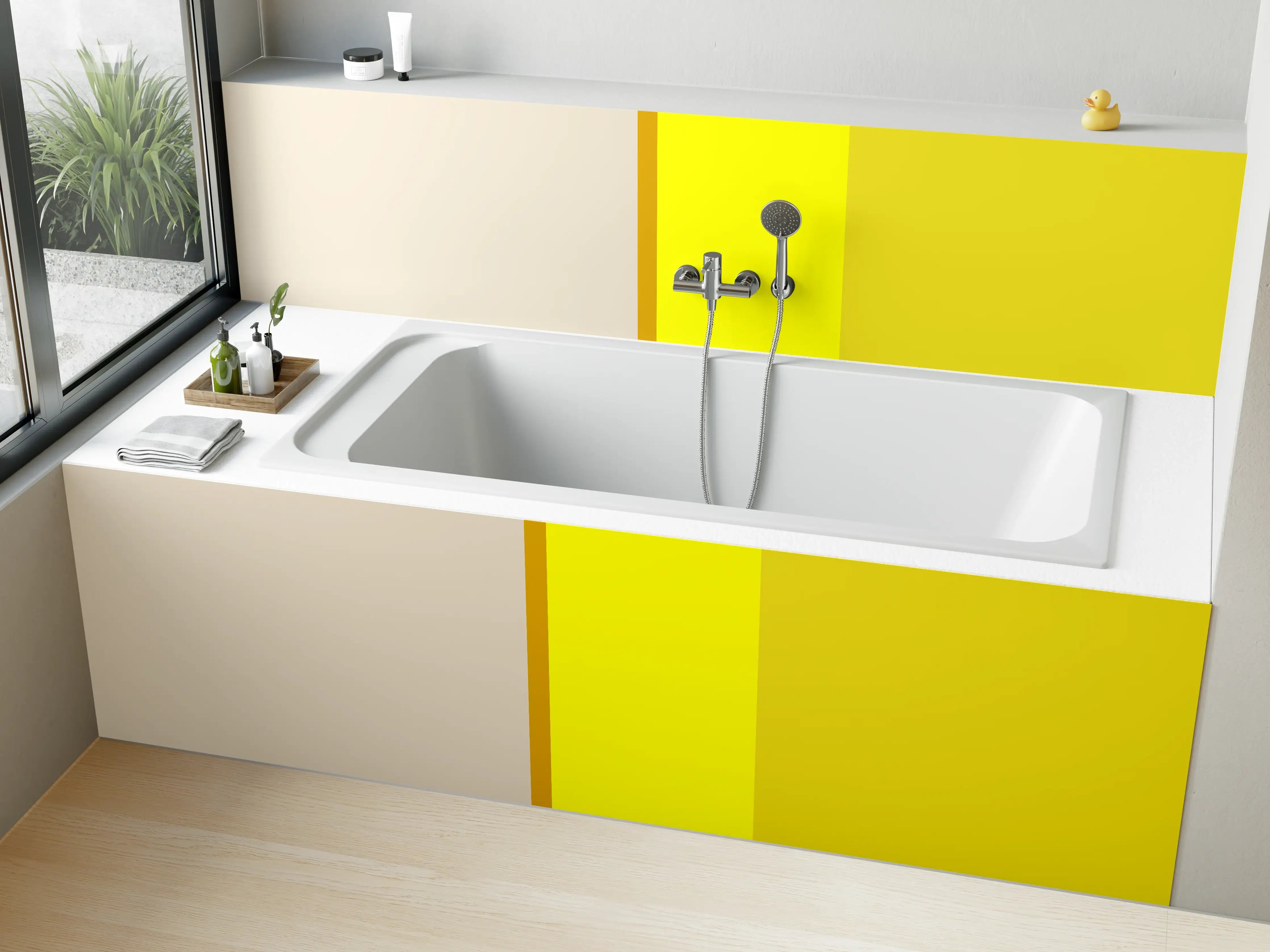 Badewannen-Rückwand - The Yellows - Vertical - Vanilla
