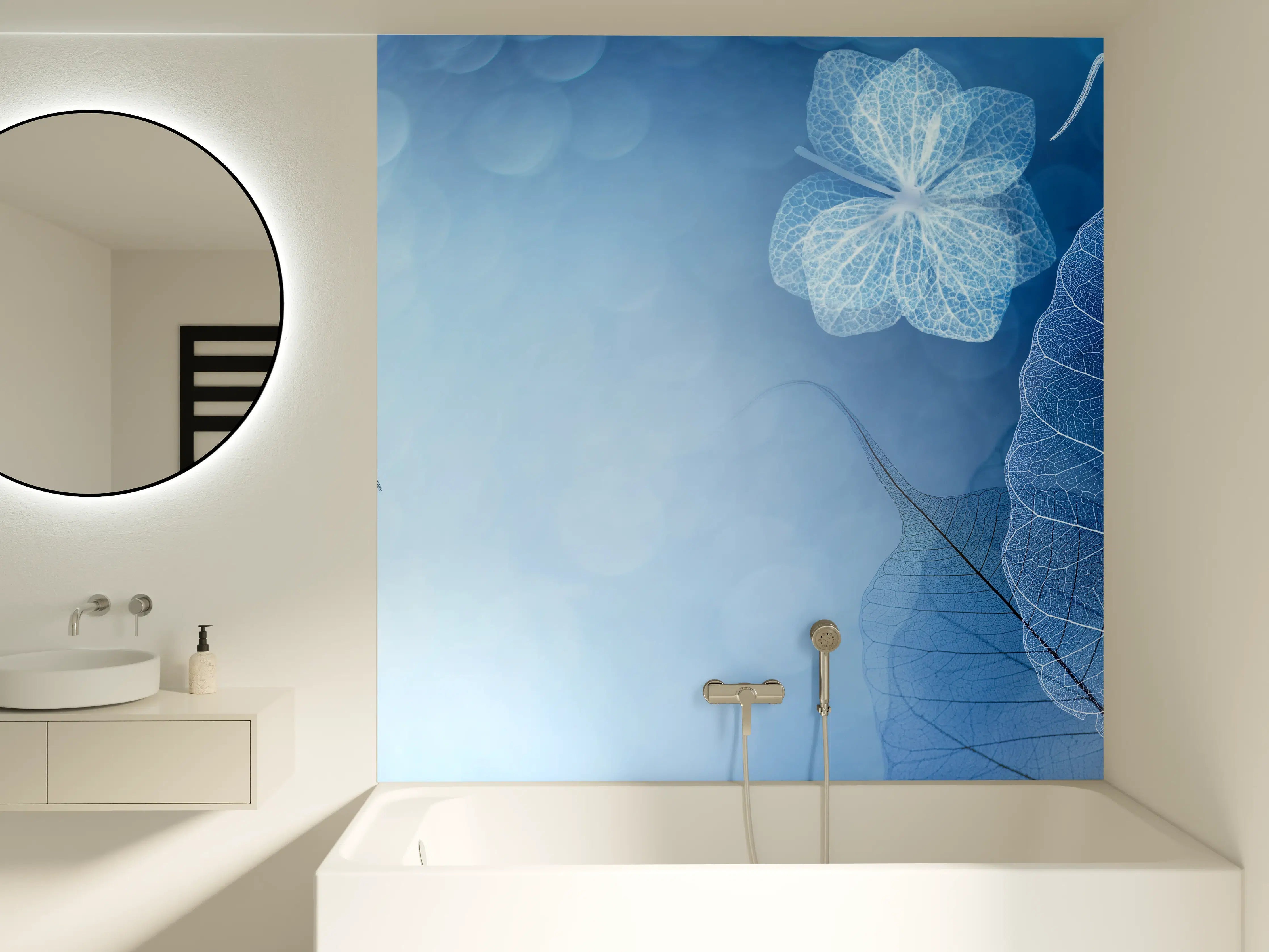 Badewannen-Rückwand - Transluzente Blattadern Makrofotografie