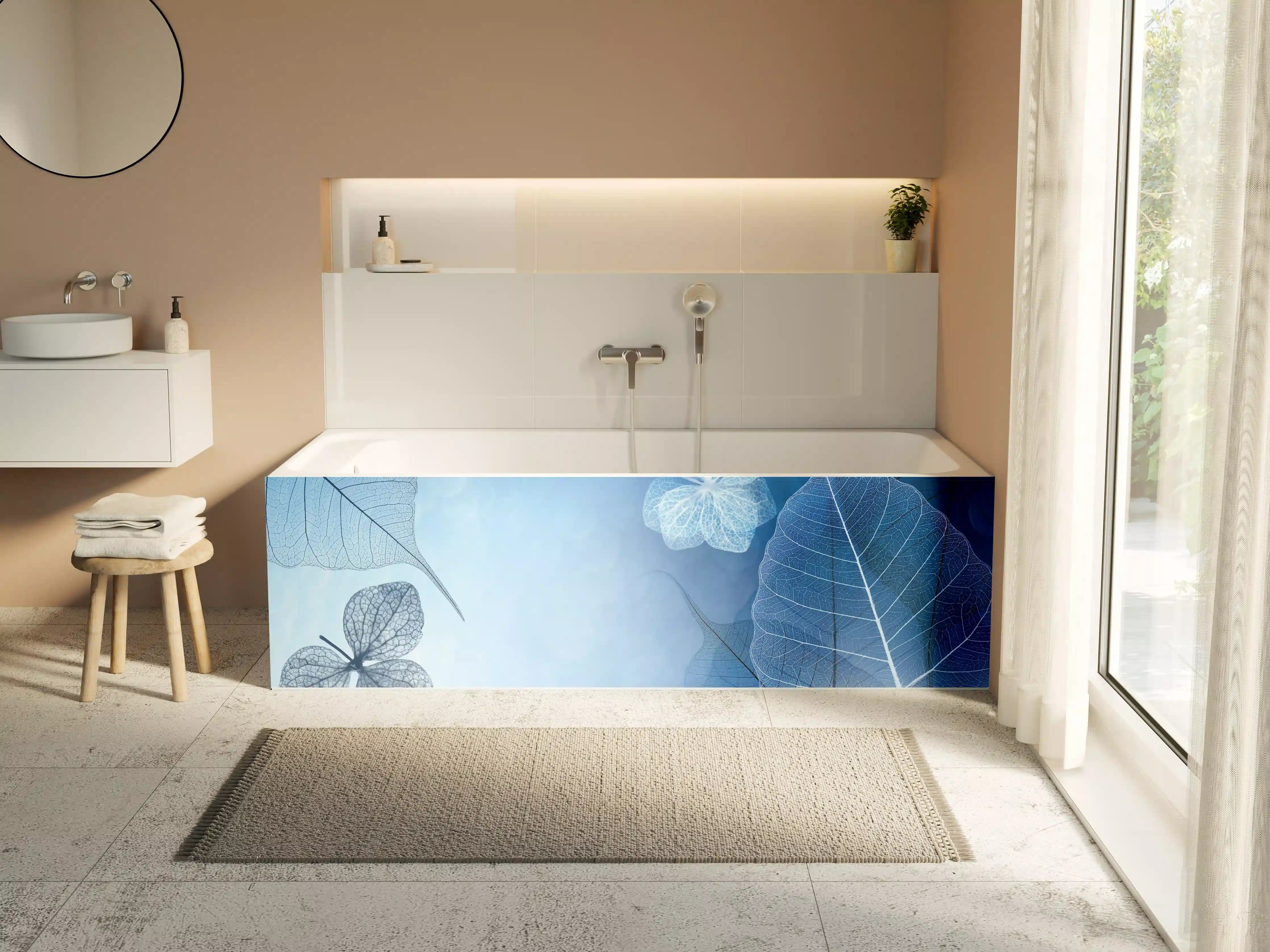 Badewannen-Rückwand - Transluzente Blattadern Makrofotografie