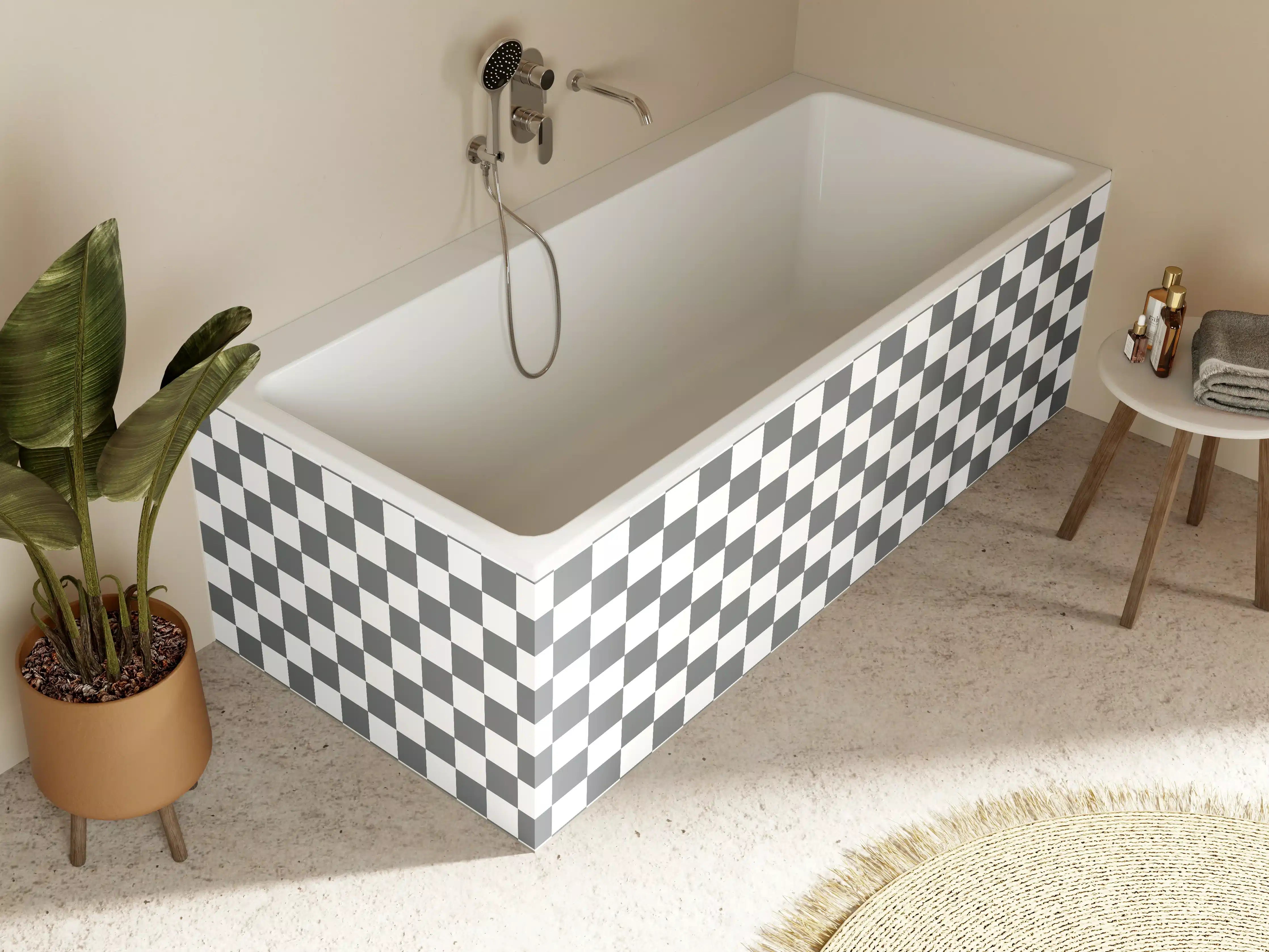 Badewannen-Rückwand - Transparente Glasvase mit Blume