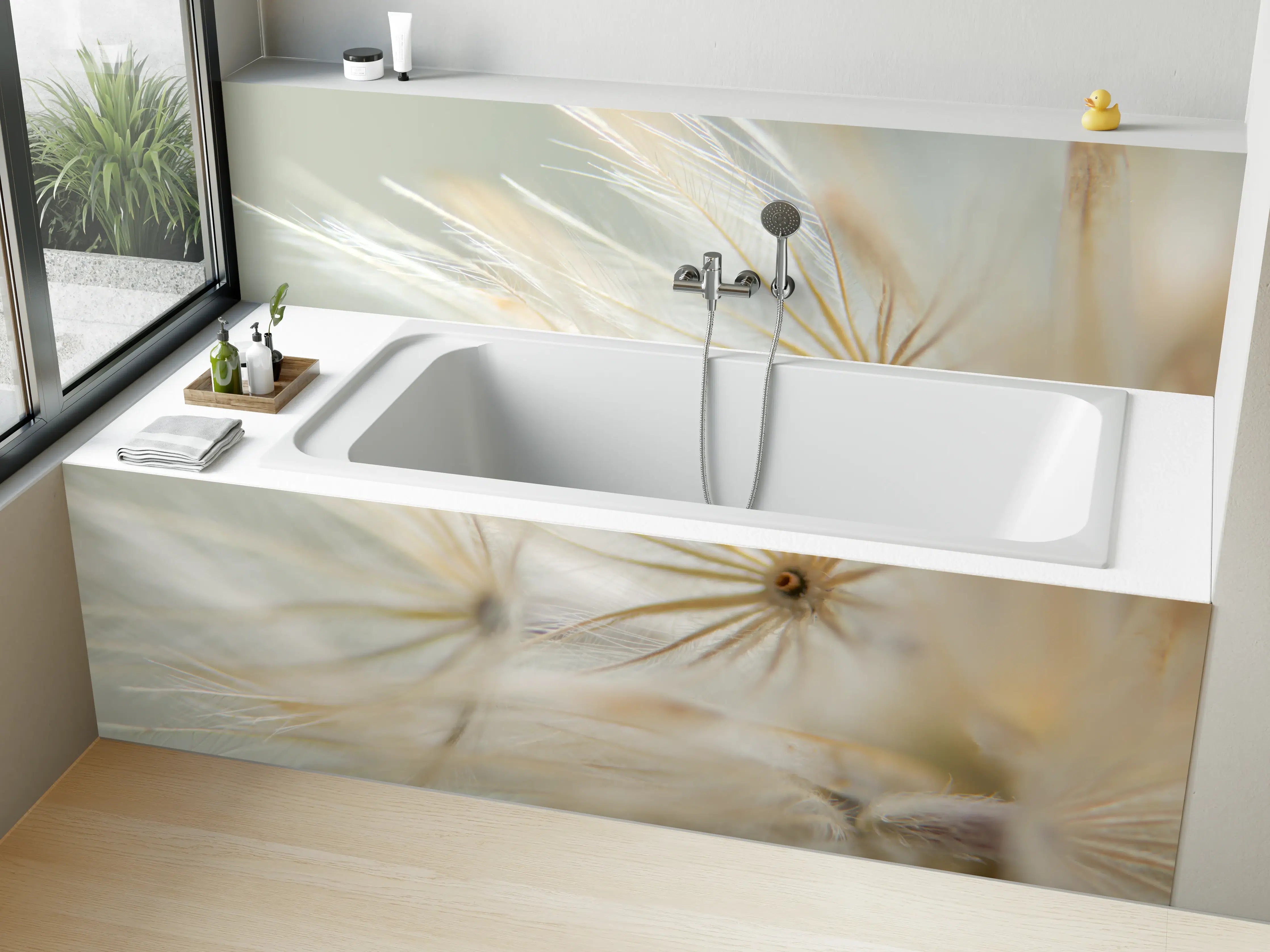 Badewannen-Rückwand - Trockene Wildblumen - Nahaufnahme