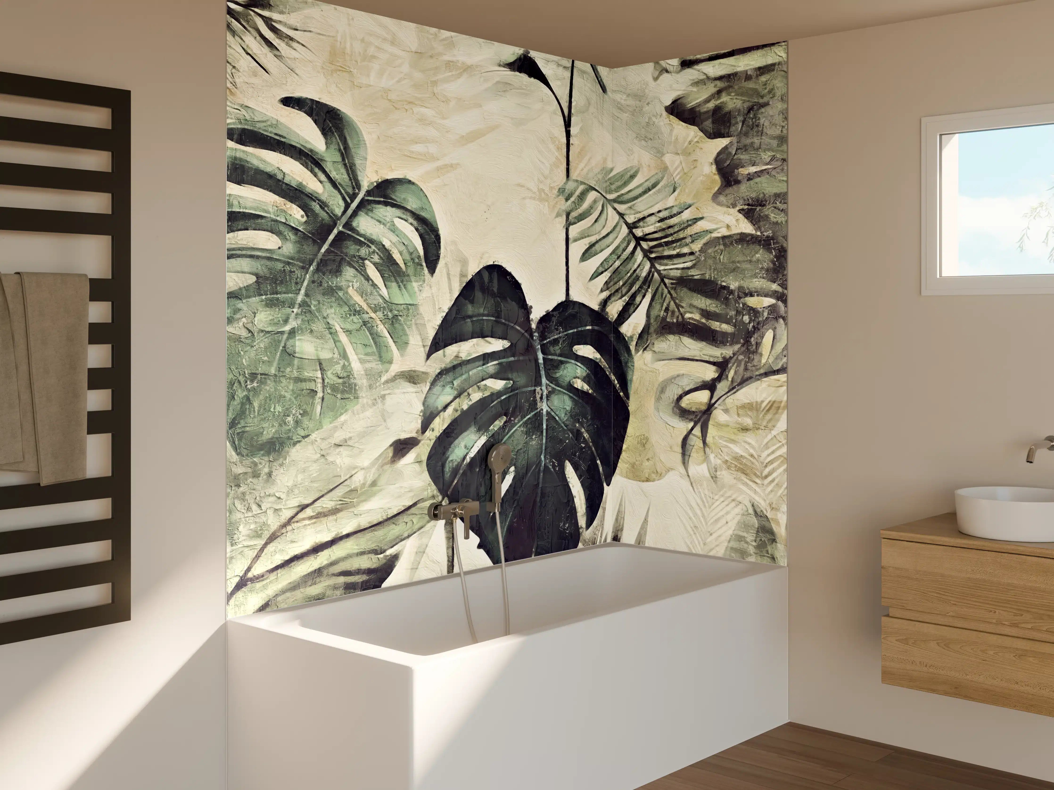 Badewannen-Rückwand - Tropische Dschungel-Grün-Kunst