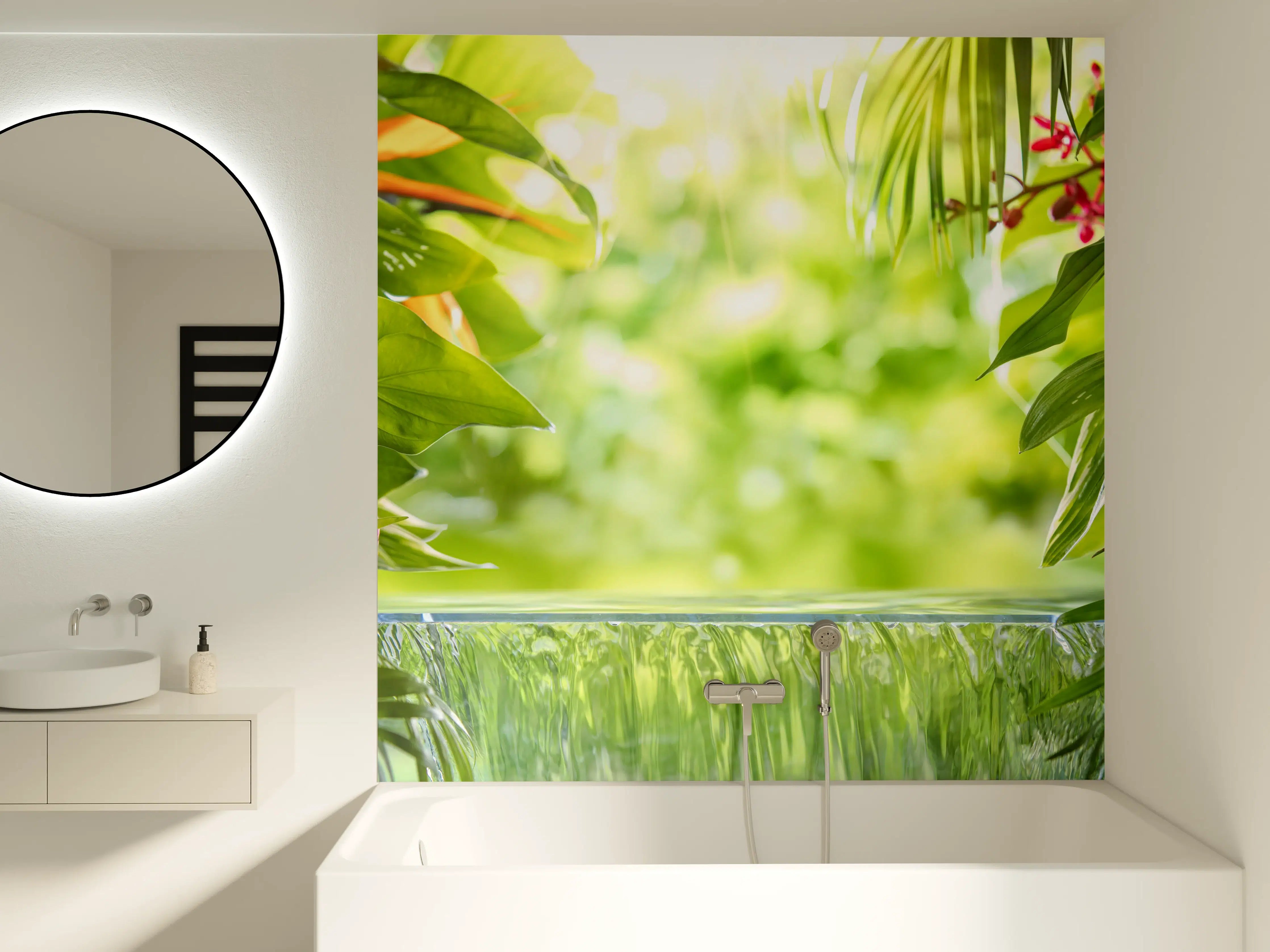 Badewannen-Rückwand - Tropische Palmenblätter im Amazonas