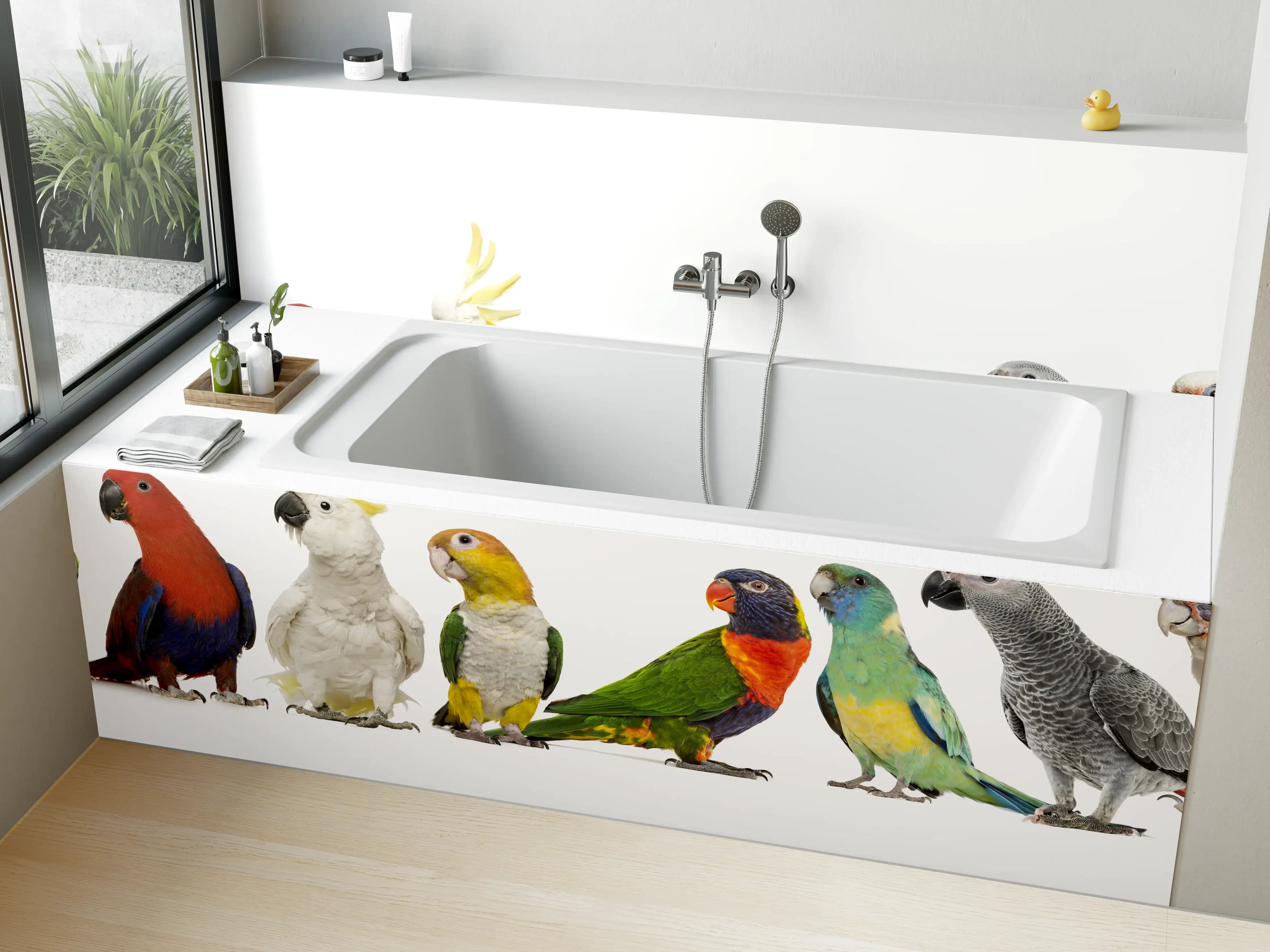 Badewannen-Rückwand - Tropische Papageien - Exotisch