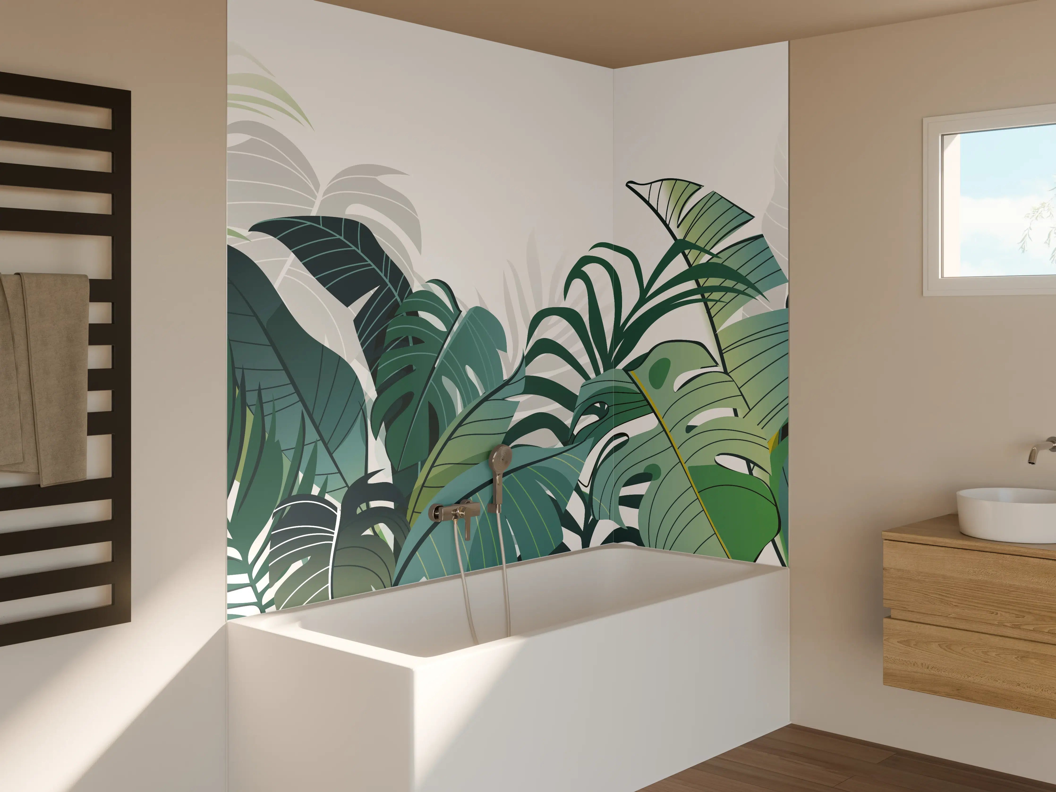 Badewannen-Rückwand - Tropische Pflanzen Illustration