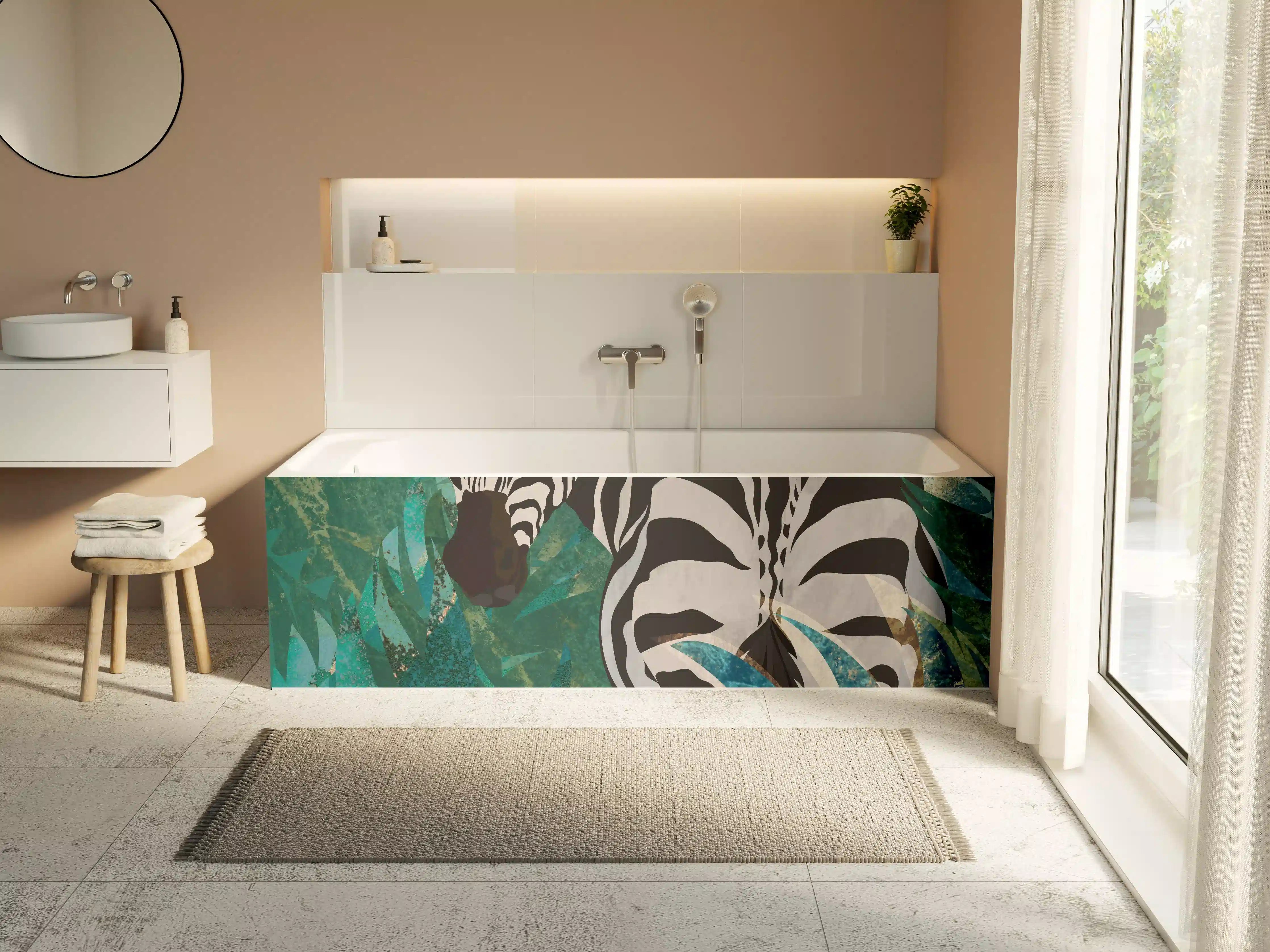 Badewannen-Rückwand - Tropische Zeichnung - Zebra