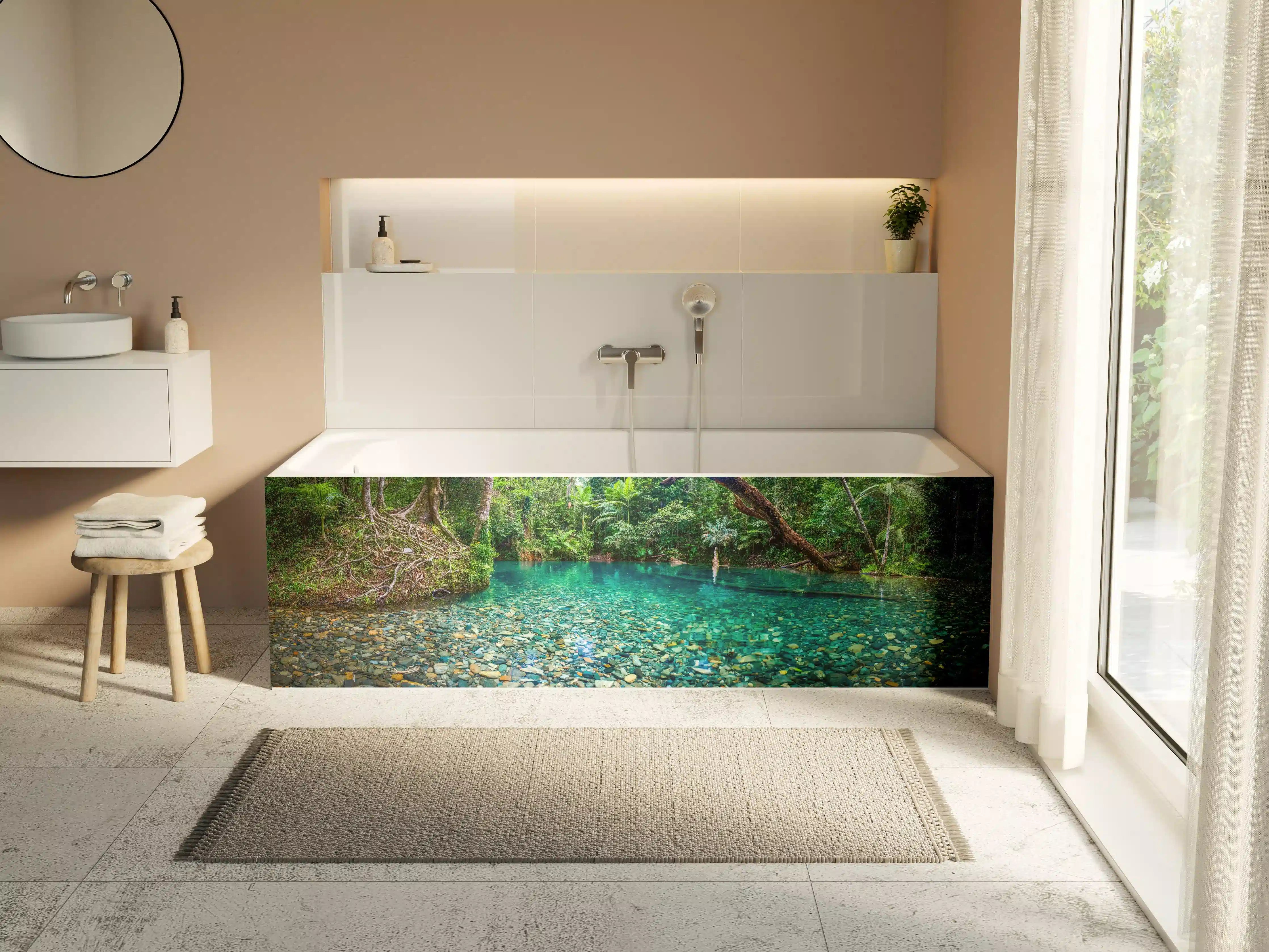 Badewannen-Rückwand - Tropischer Bach mit klarem Wasser