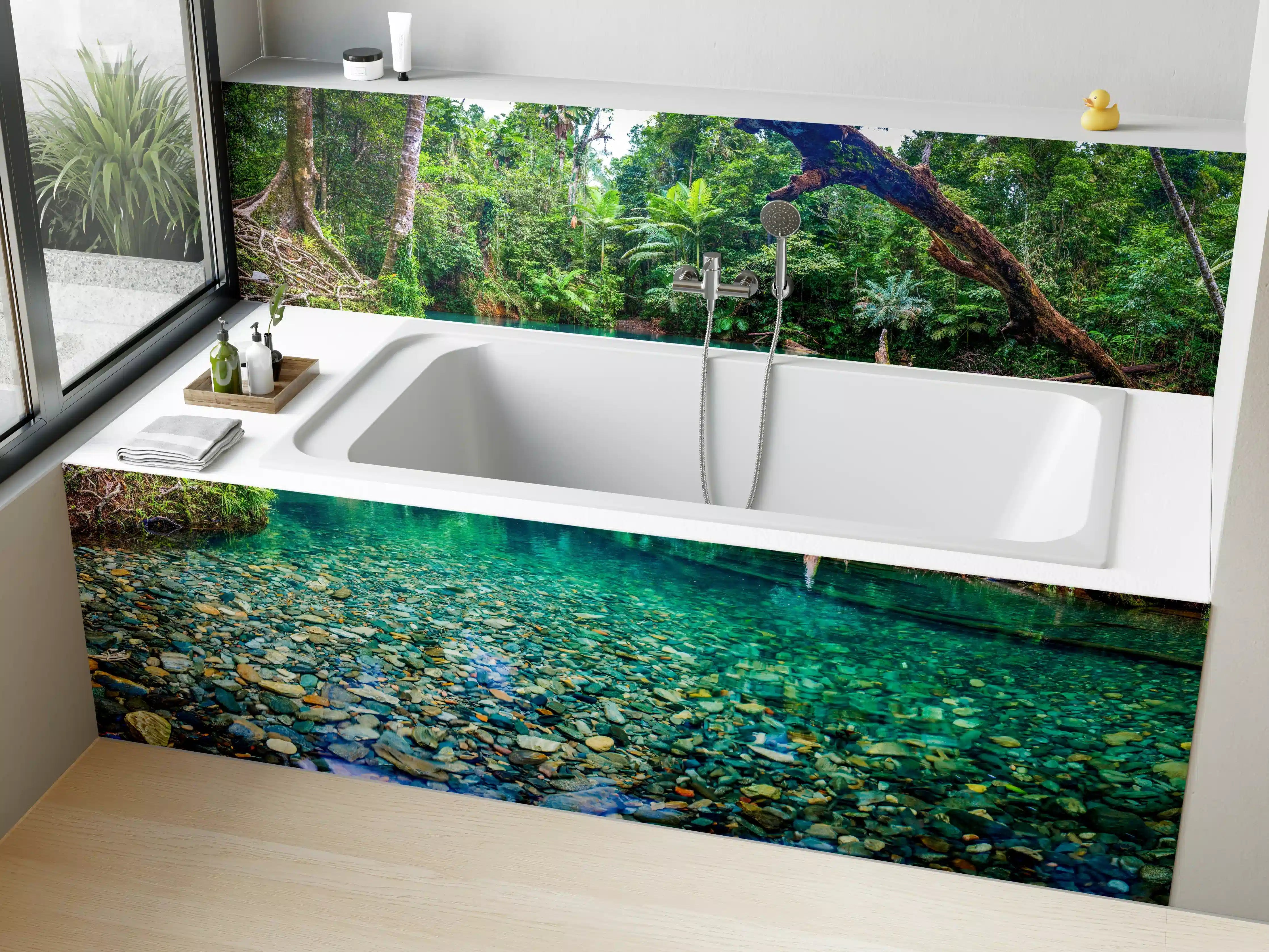 Badewannen-Rückwand - Tropischer Bach mit klarem Wasser