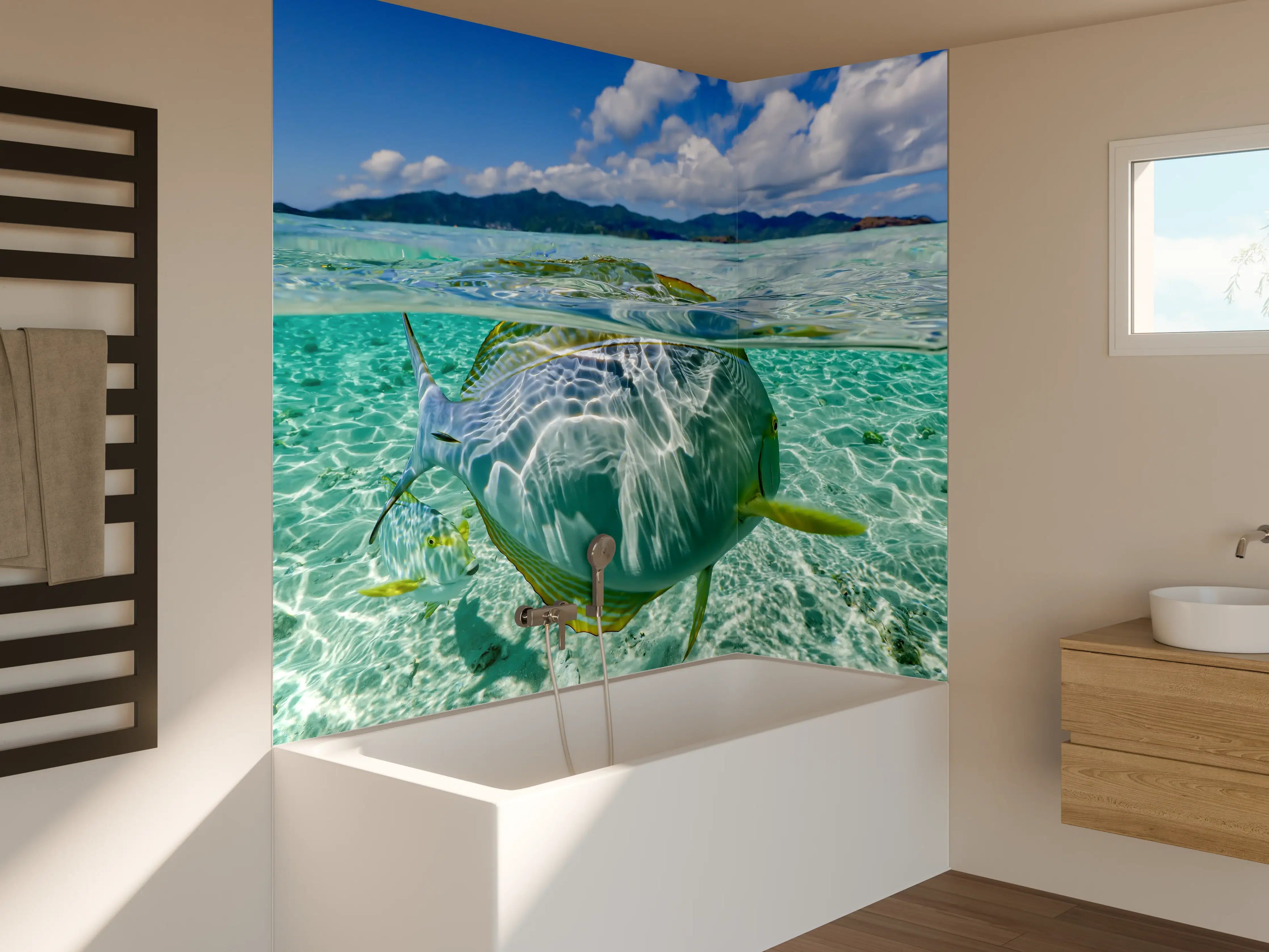 Badewannen-Rückwand - Tropischer Fisch - Unterwasserwelt