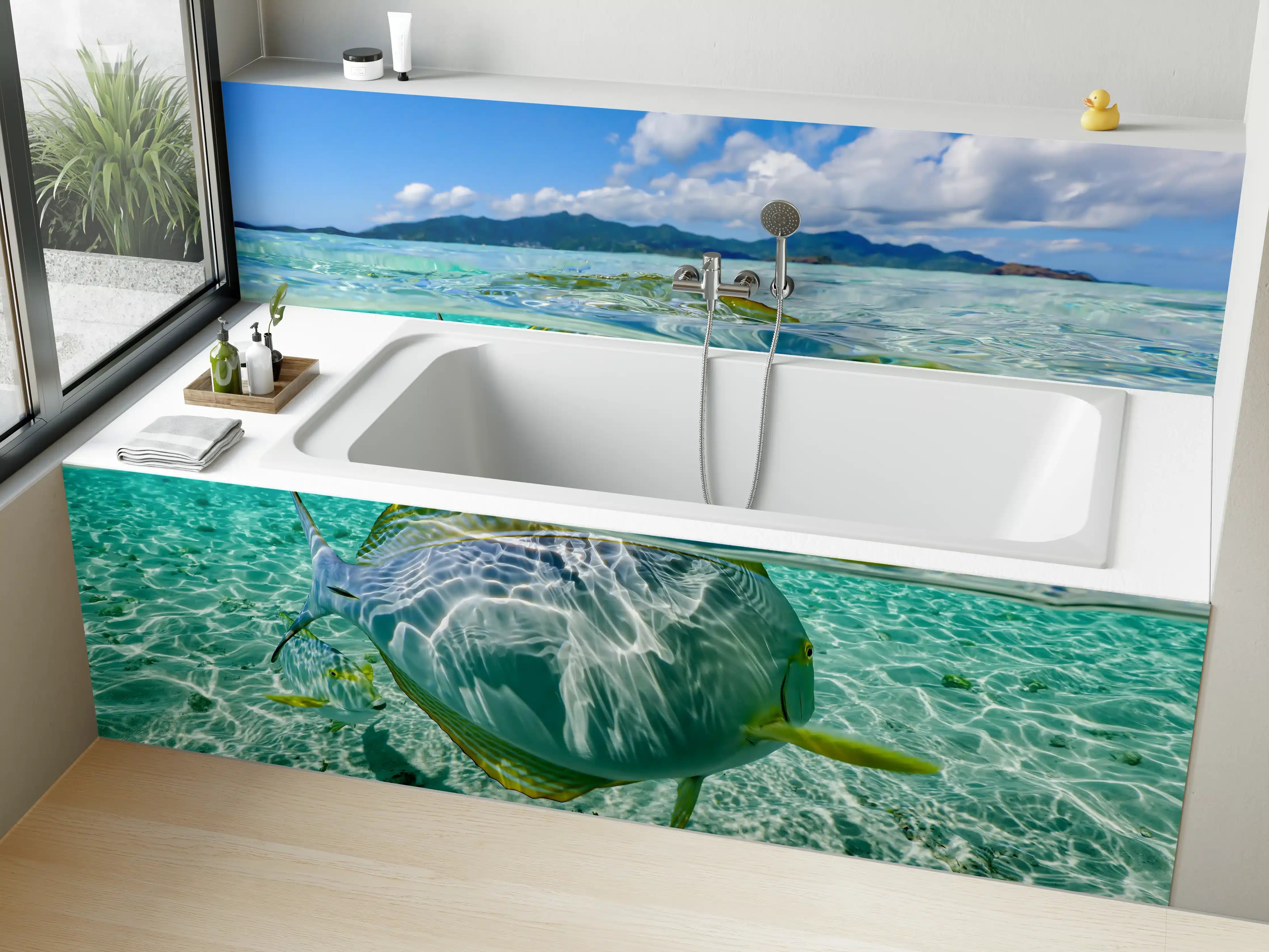 Badewannen-Rückwand - Tropischer Fisch - Unterwasserwelt