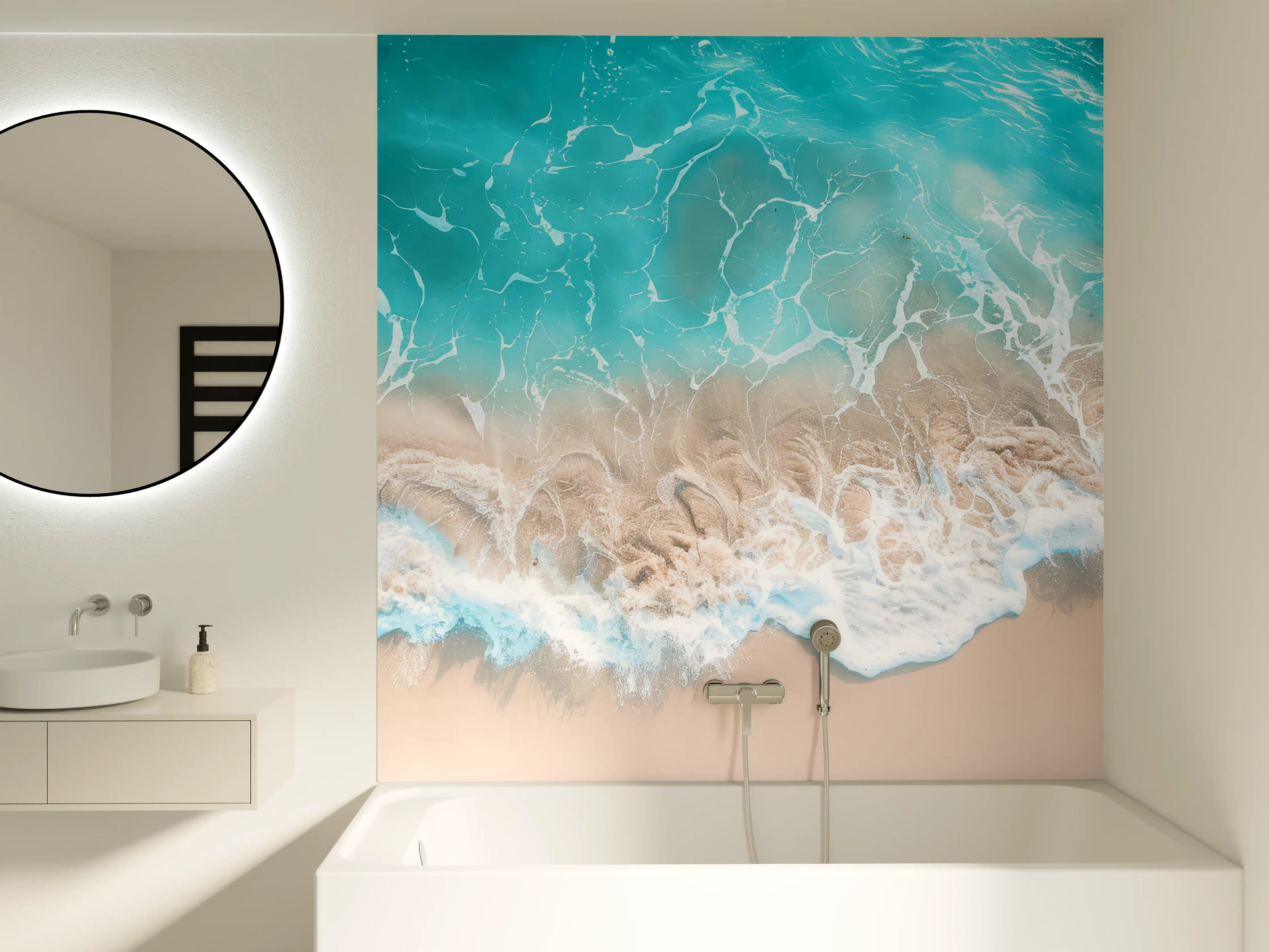 Badewannen-Rückwand - Tropischer Strand mit türkisfarbenem Wasser