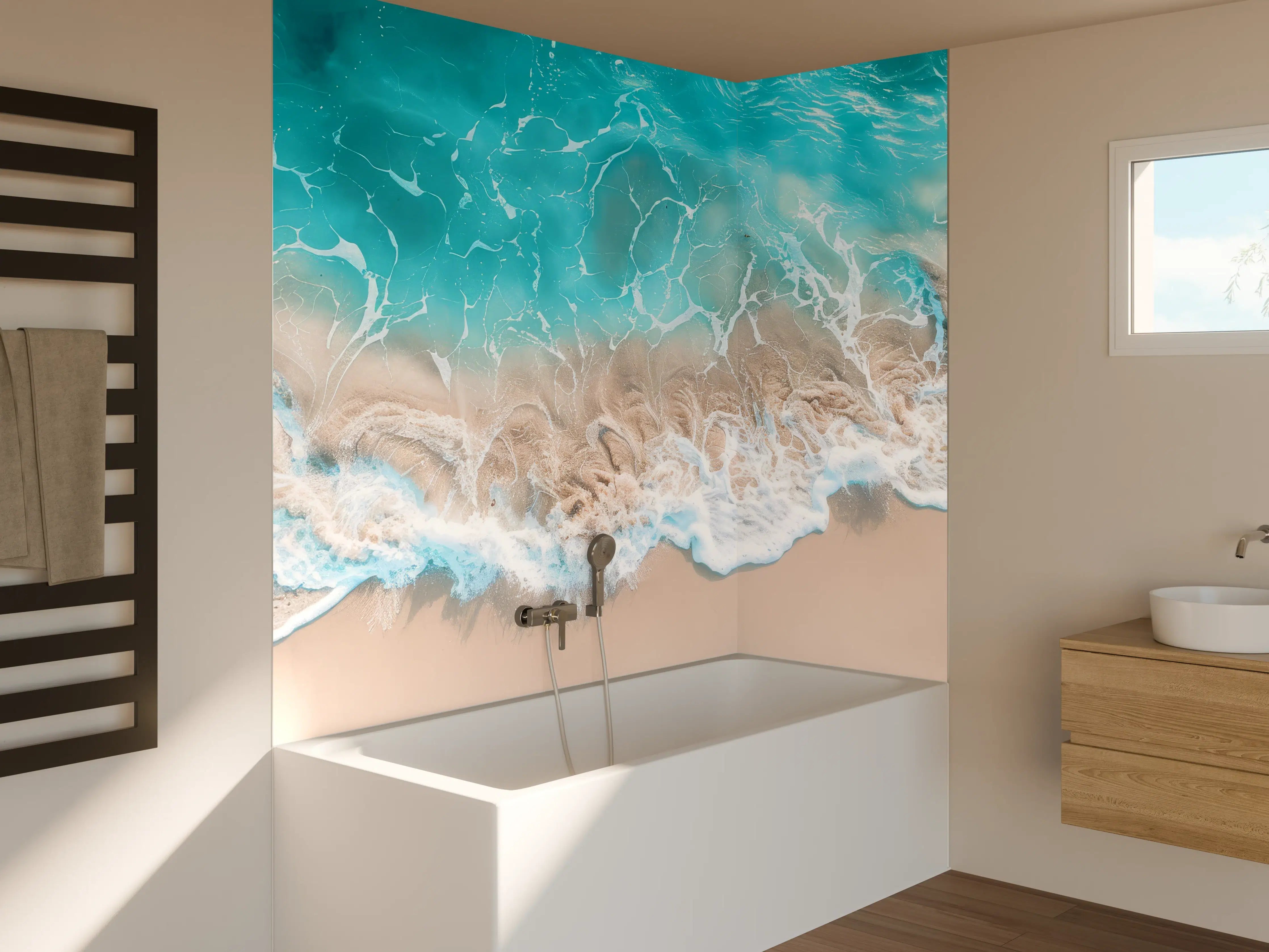 Badewannen-Rückwand - Tropischer Strand mit türkisfarbenem Wasser