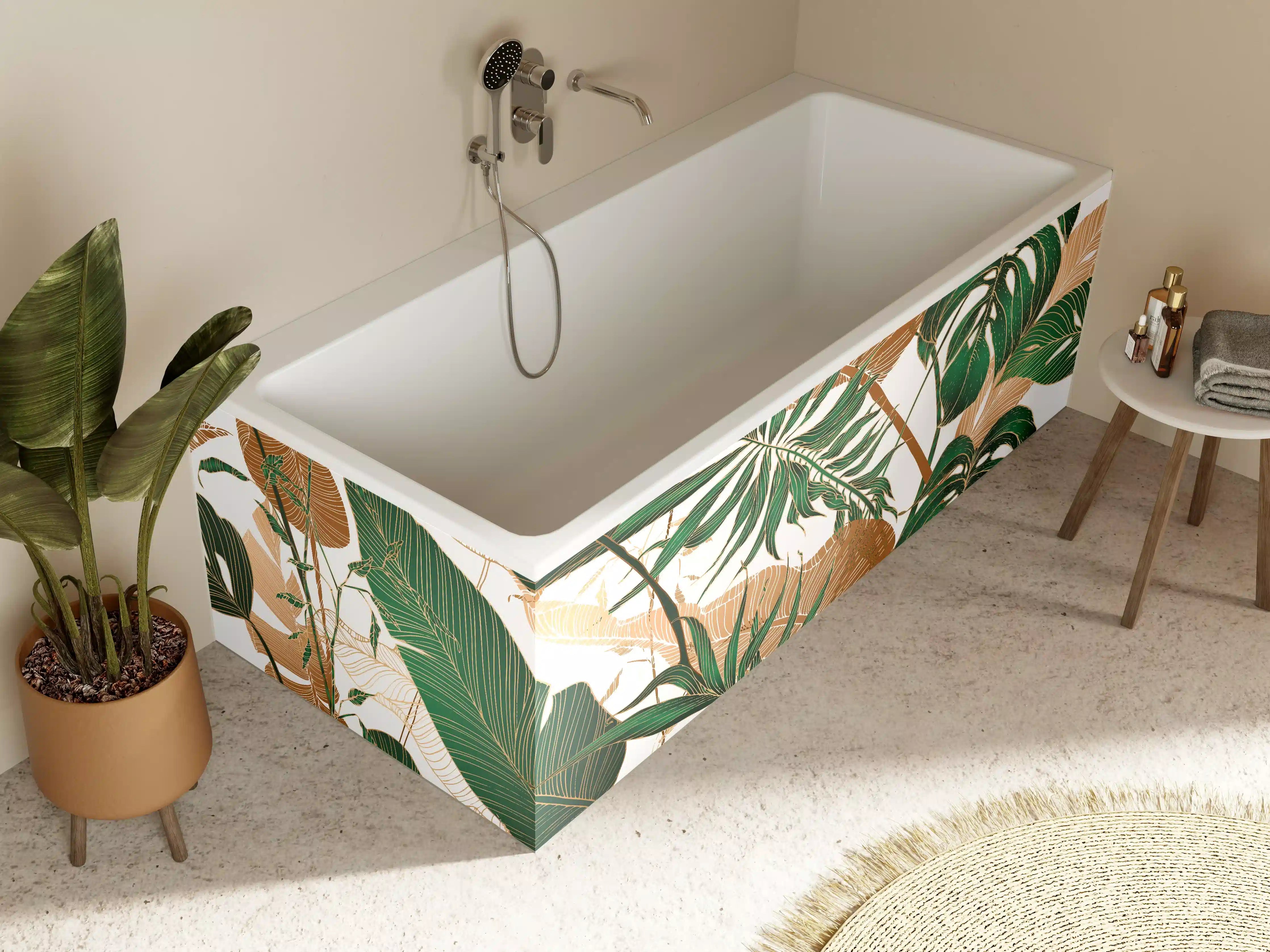 Badewannen-Rückwand - Tropisches Blattmuster Design