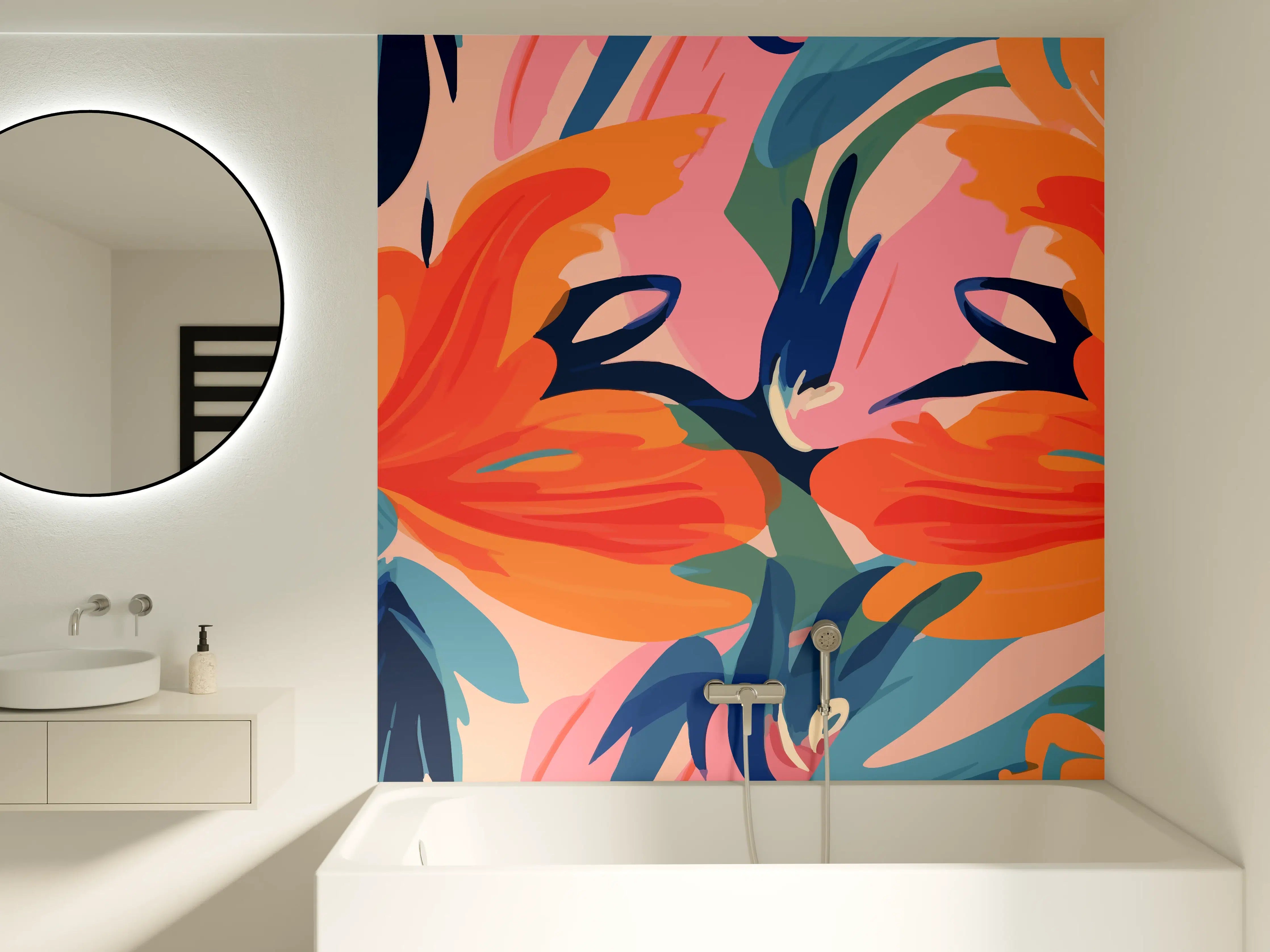 Badewannen-Rückwand - Tropisches Dämmerungs-Blumenmuster