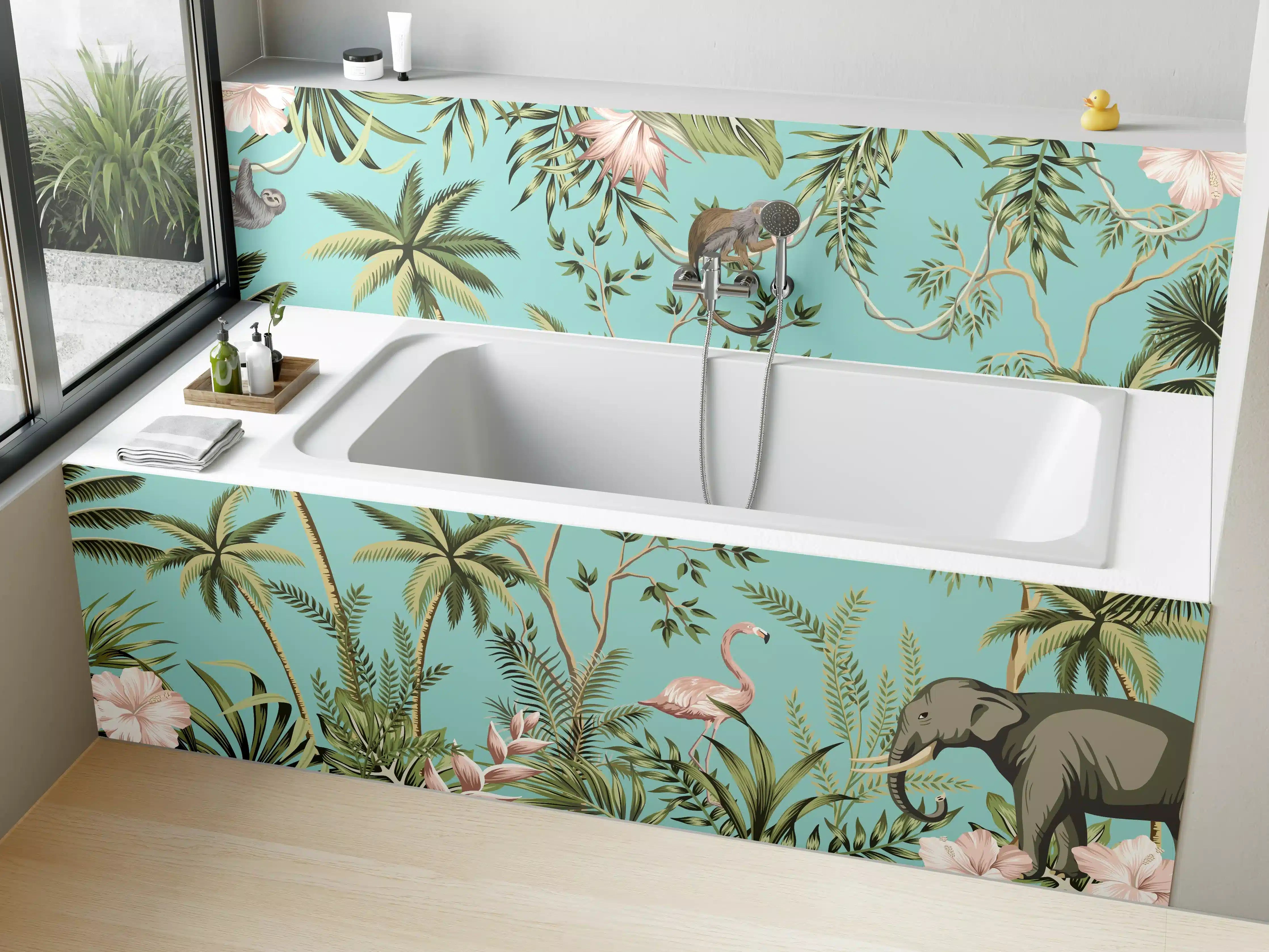 Badewannen-Rückwand - Tropisches Flair Stoffdesign