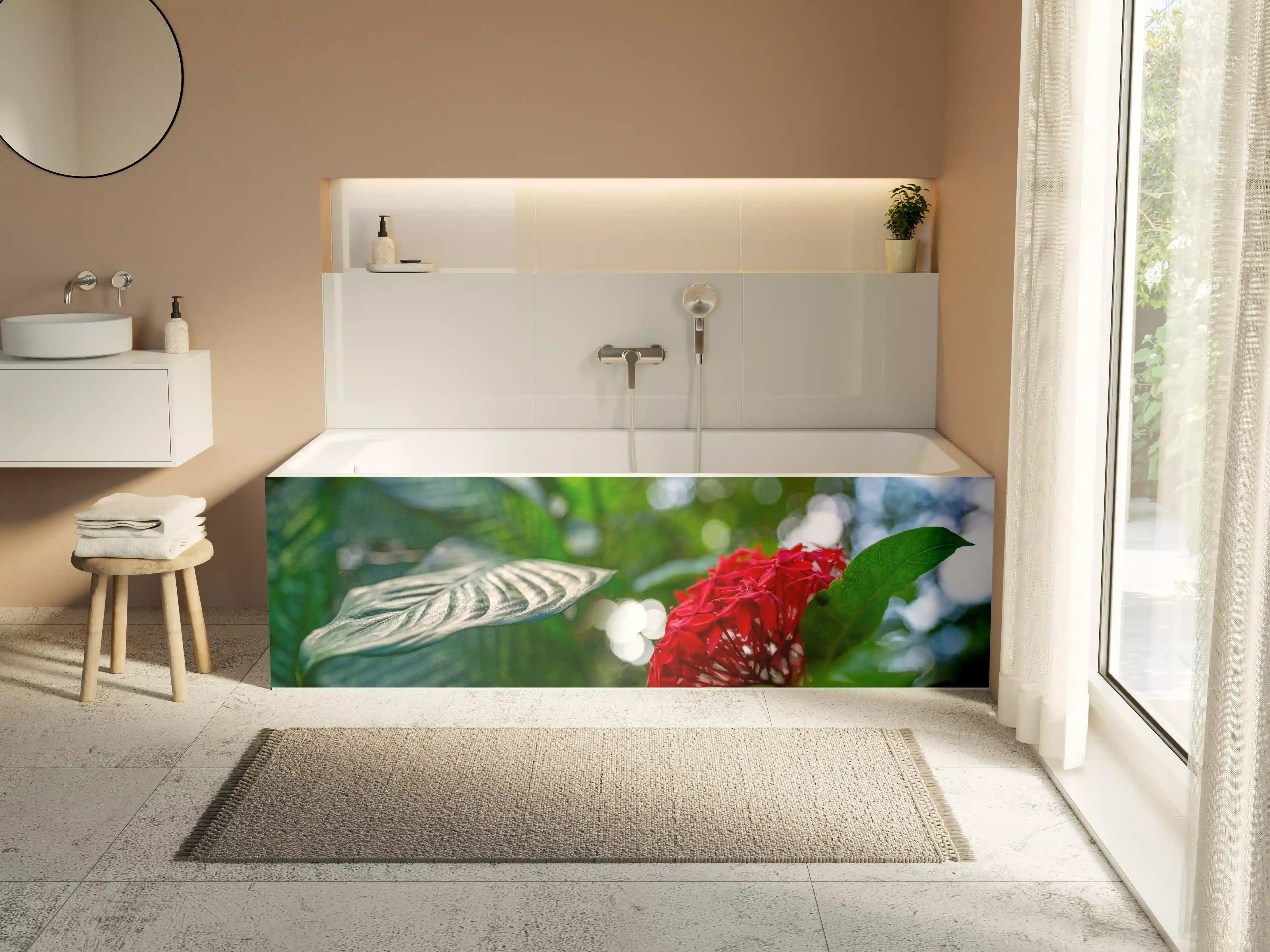 Badewannen-Rückwand - Tropisches Pflanzenmotiv