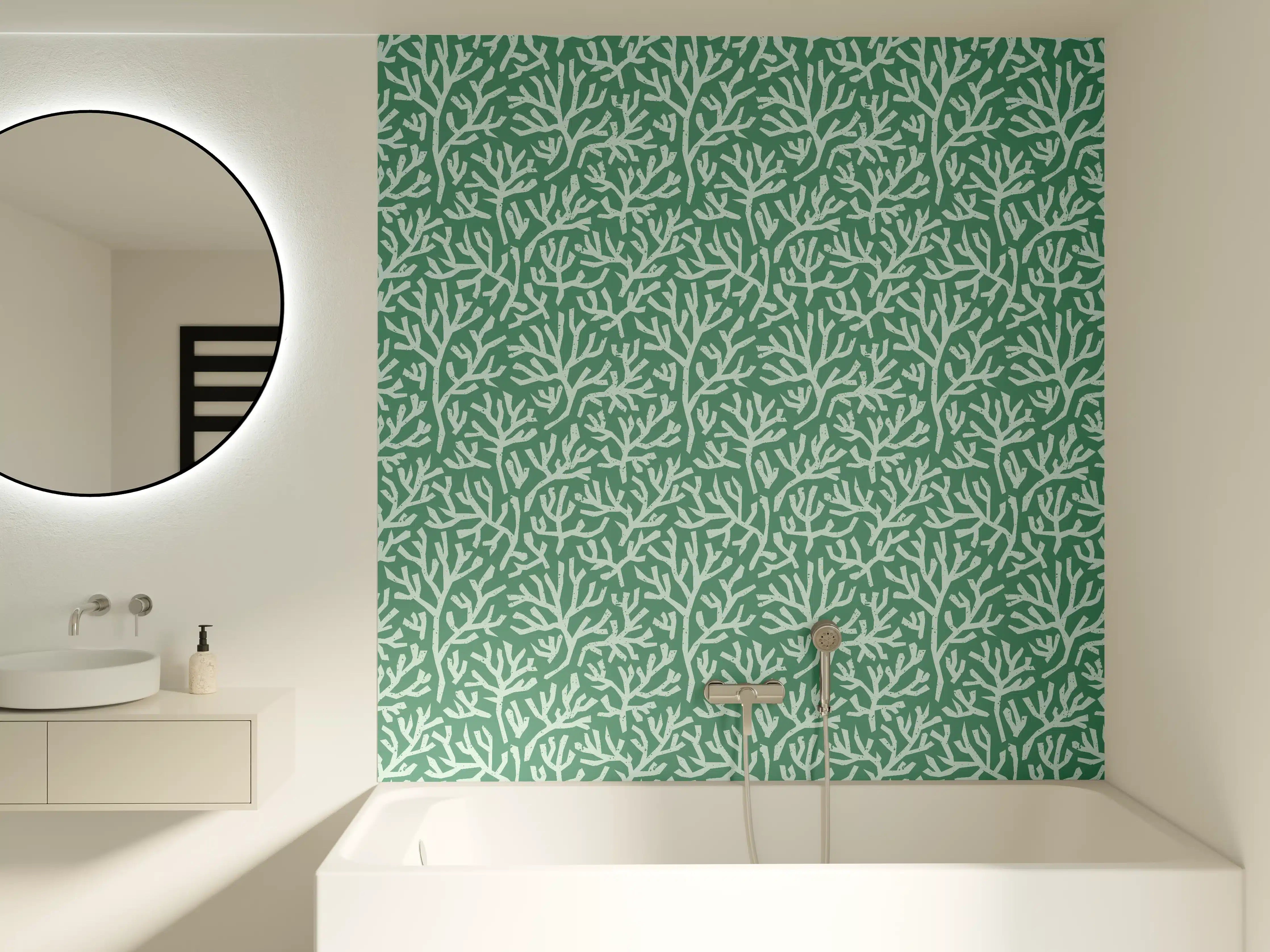 Badewannen-Rückwand - Türkis Korallen Minimal-Muster