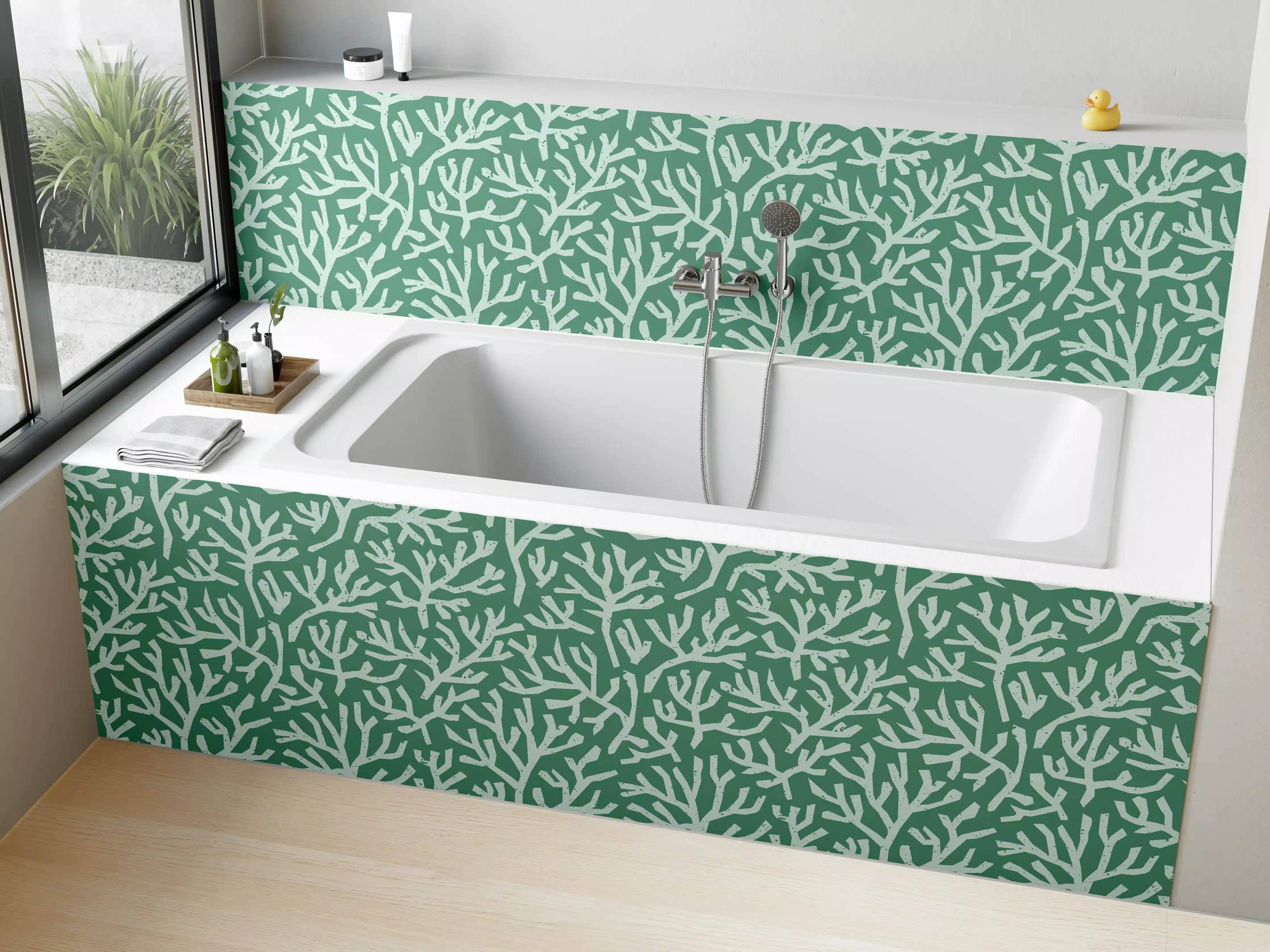 Badewannen-Rückwand - Türkis Korallen Minimal-Muster