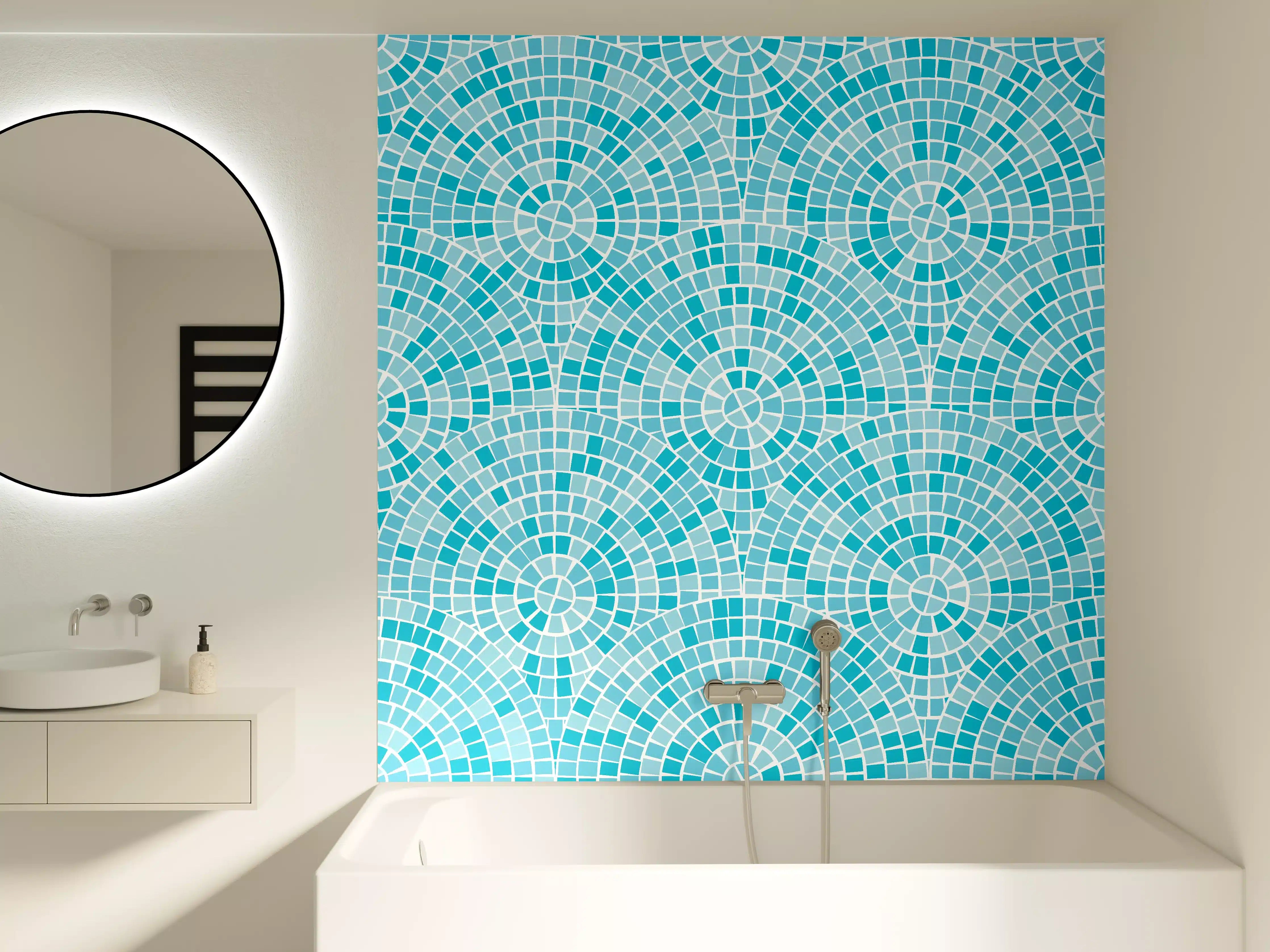 Badewannen-Rückwand - Türkis Mosaik Fliesen Muster
