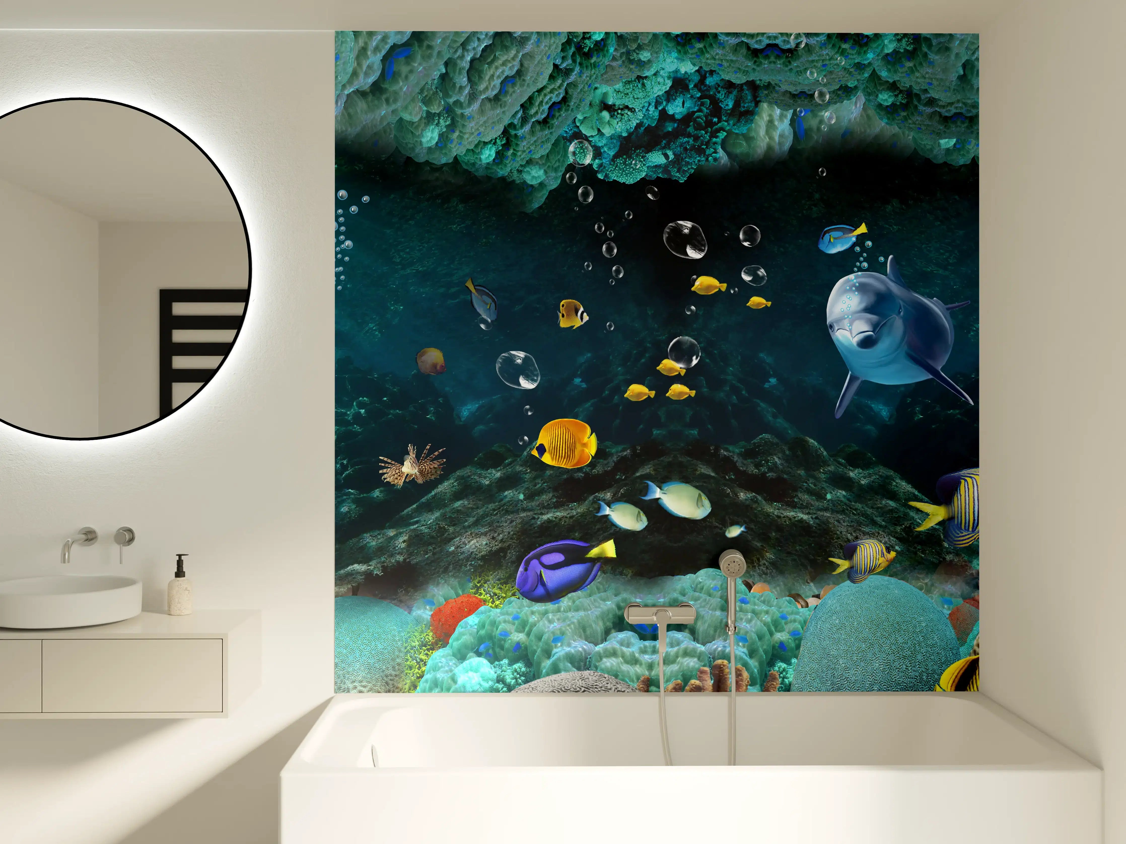 Badewannen-Rückwand - Unterwasserwelt - Grafik