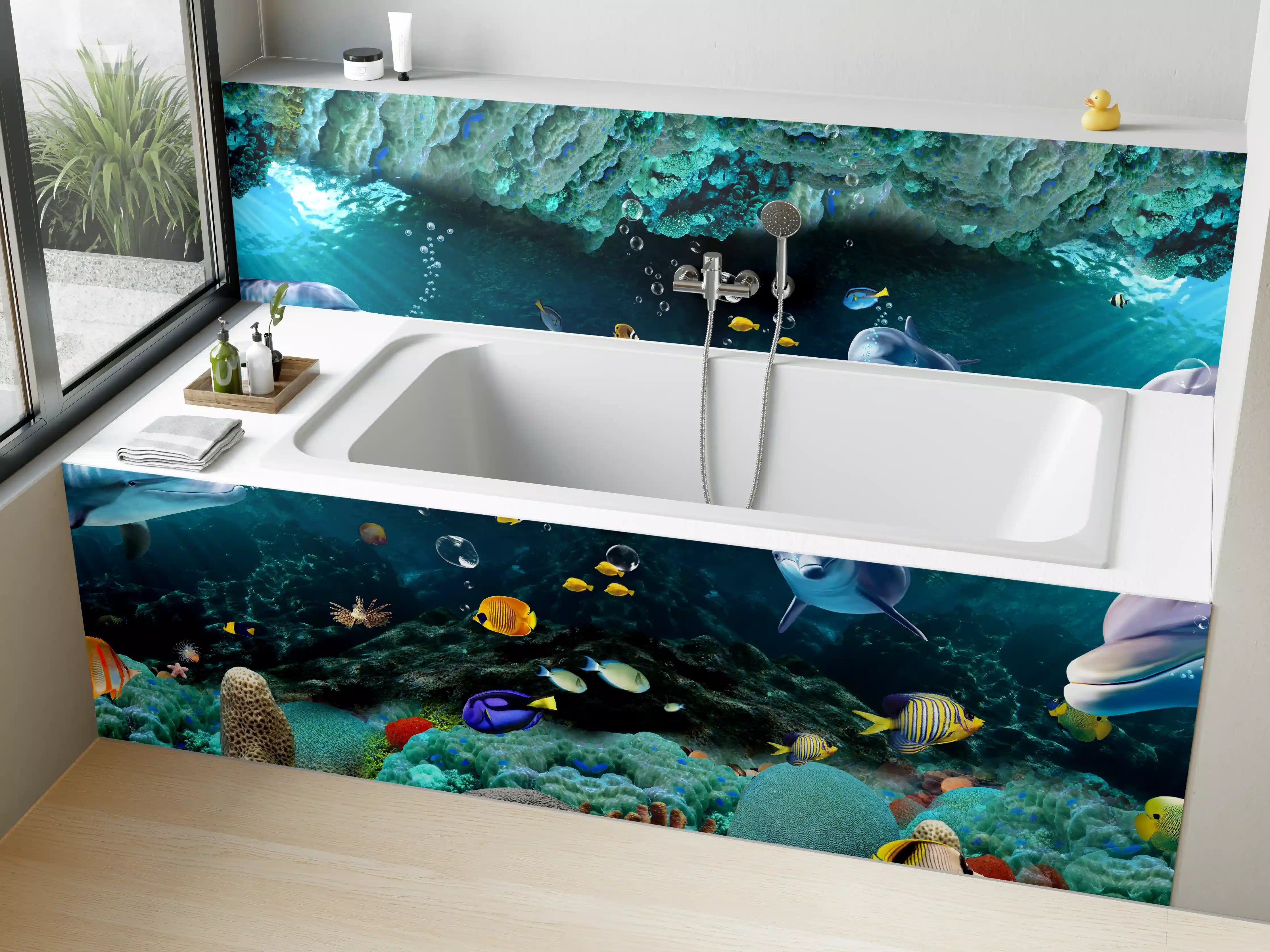 Badewannen-Rückwand - Unterwasserwelt - Grafik