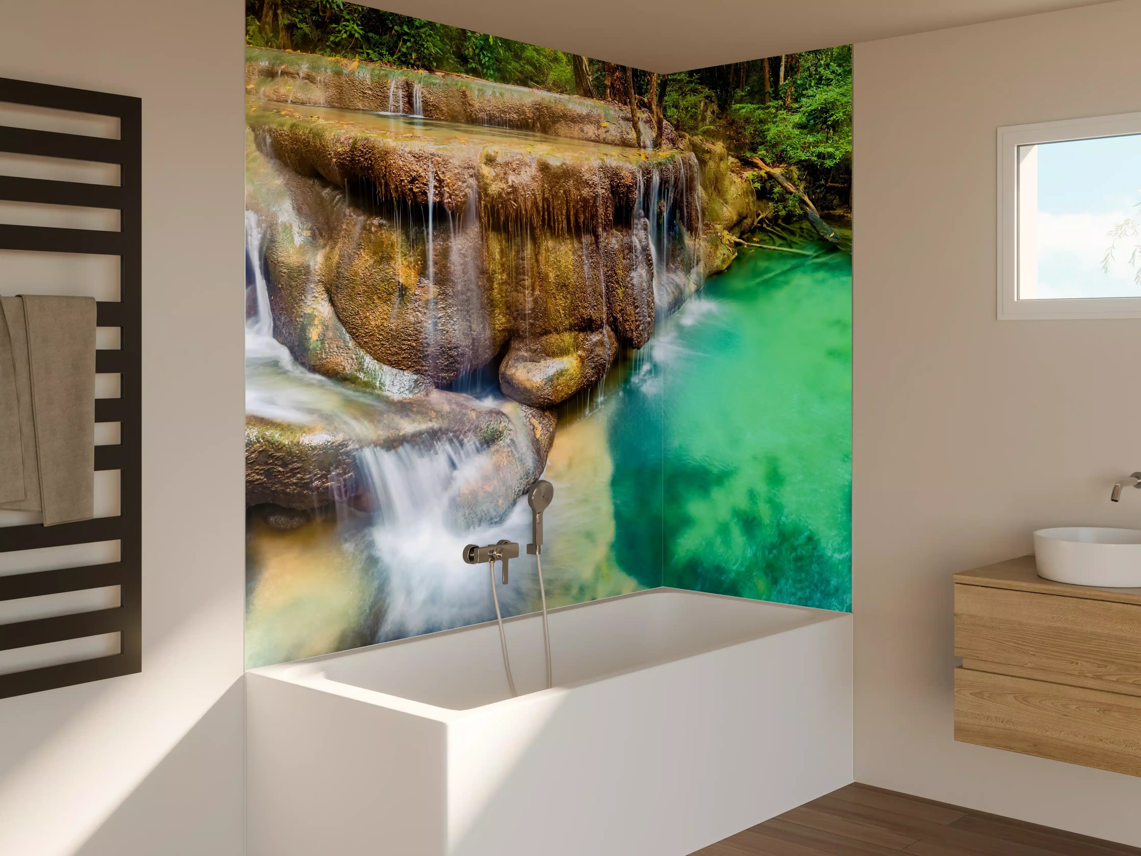 Badewannen-Rückwand - Verborgene Oase im Regenwald