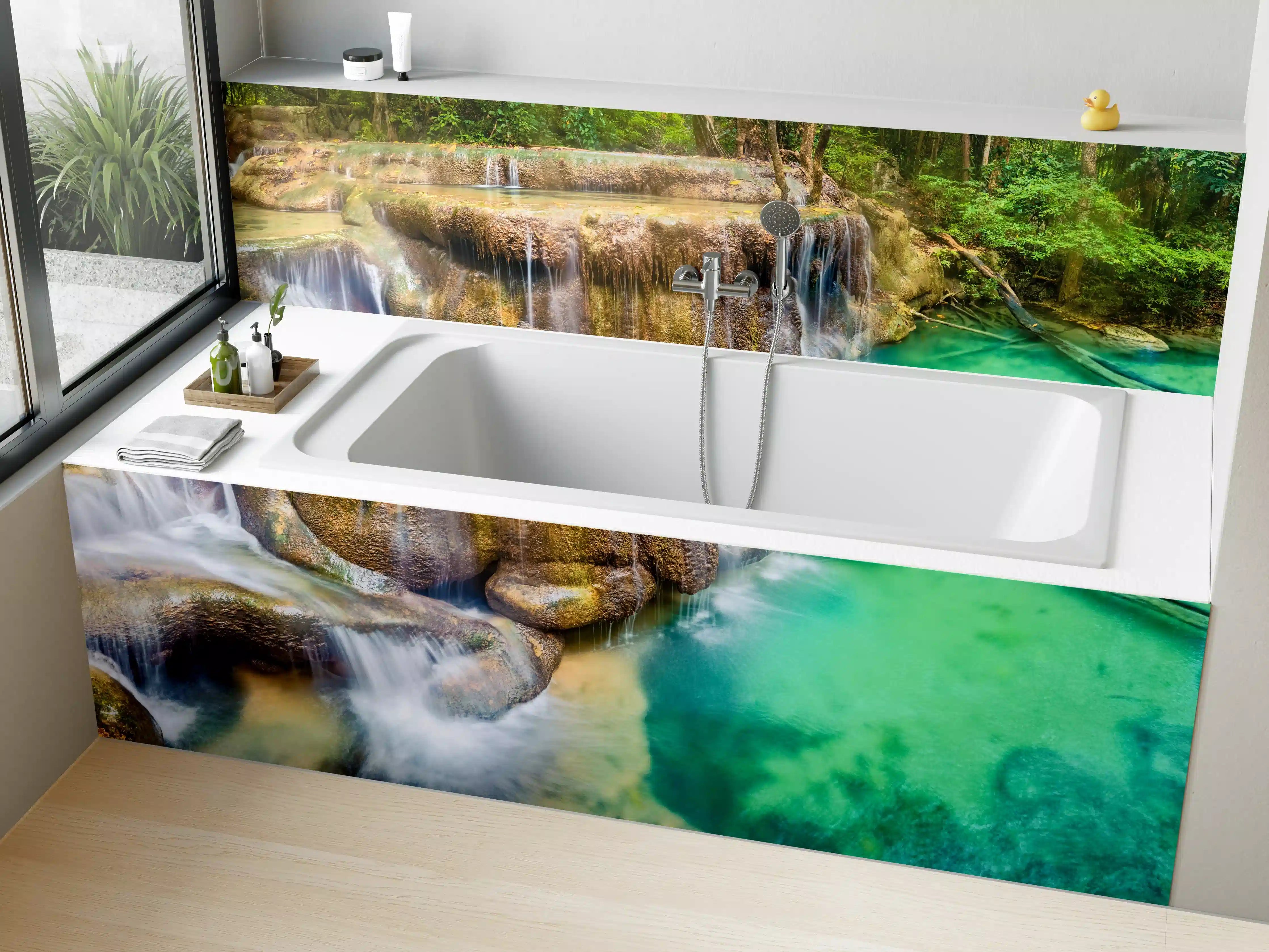 Badewannen-Rückwand - Verborgene Oase im Regenwald