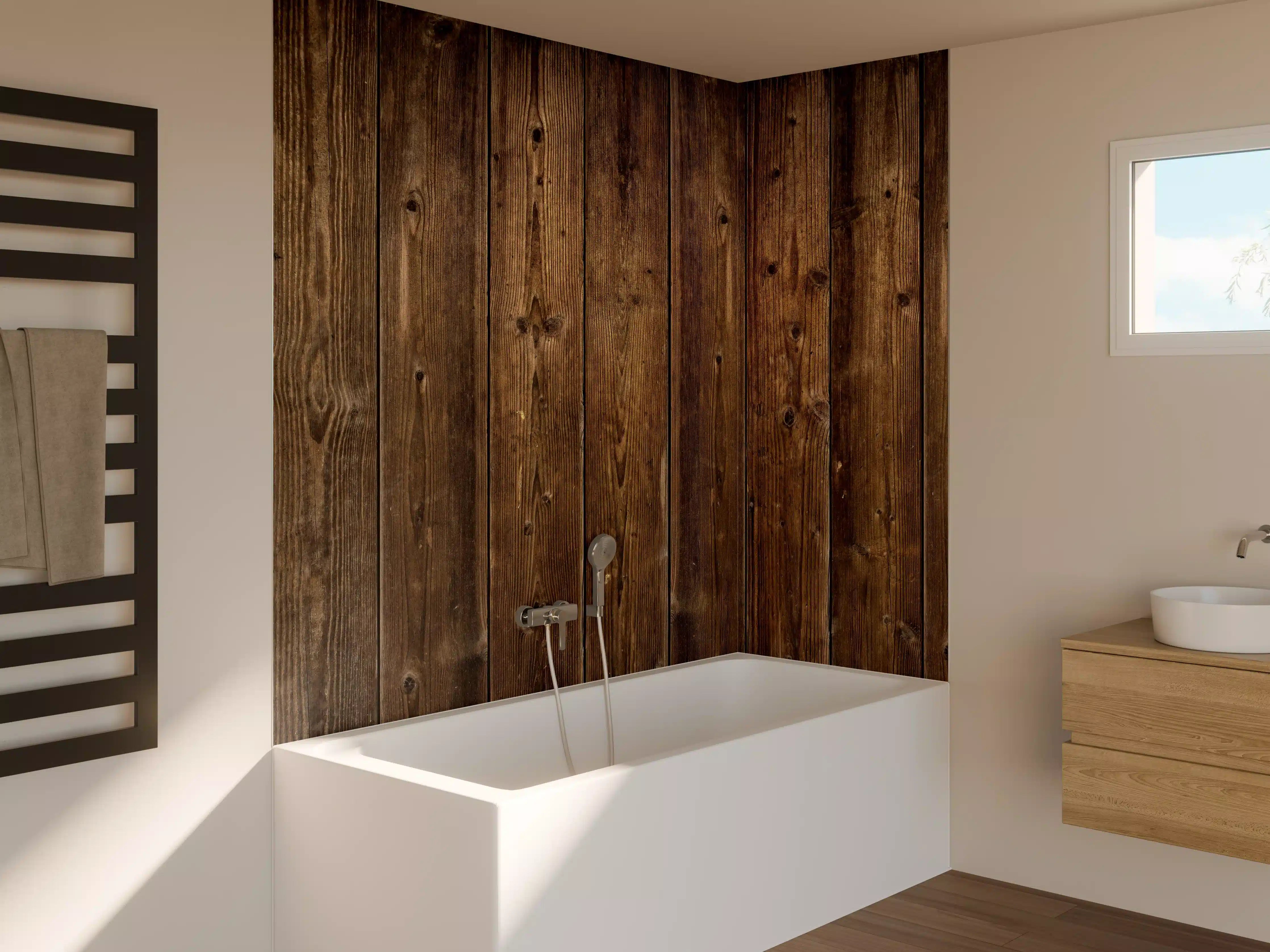 Badewannen-Rückwand - Verwitterte Holz Textur