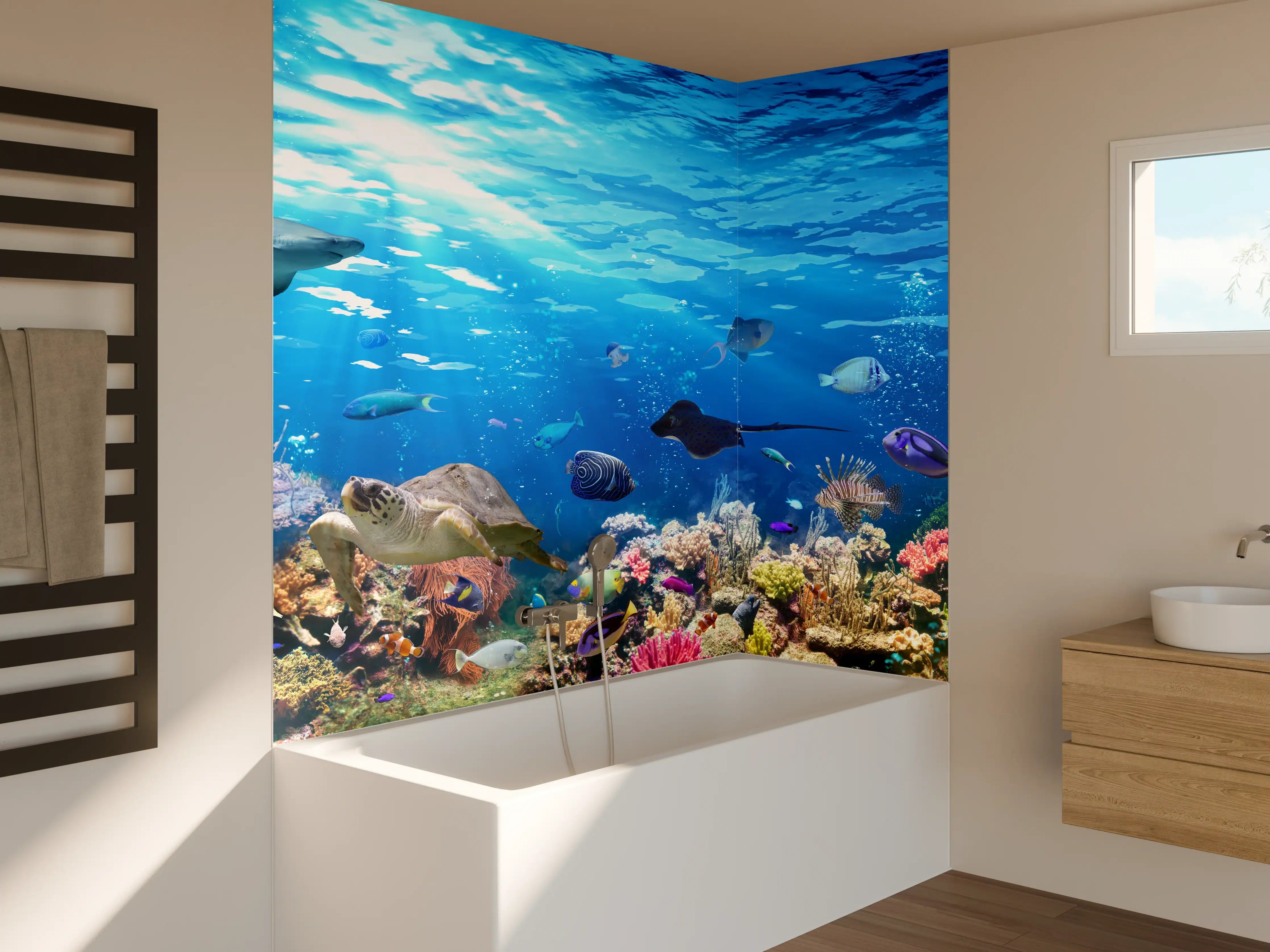 Badewannen-Rückwand - Vielfältige Unterwasserwelt