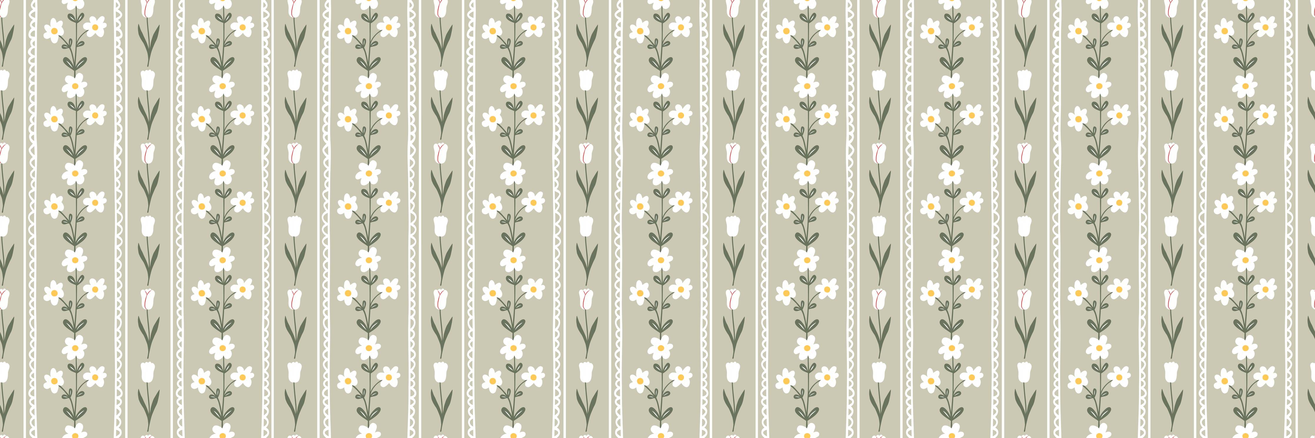 Badewannen-Rückwand-Vintage Bloom Beige Blumen Tapete
