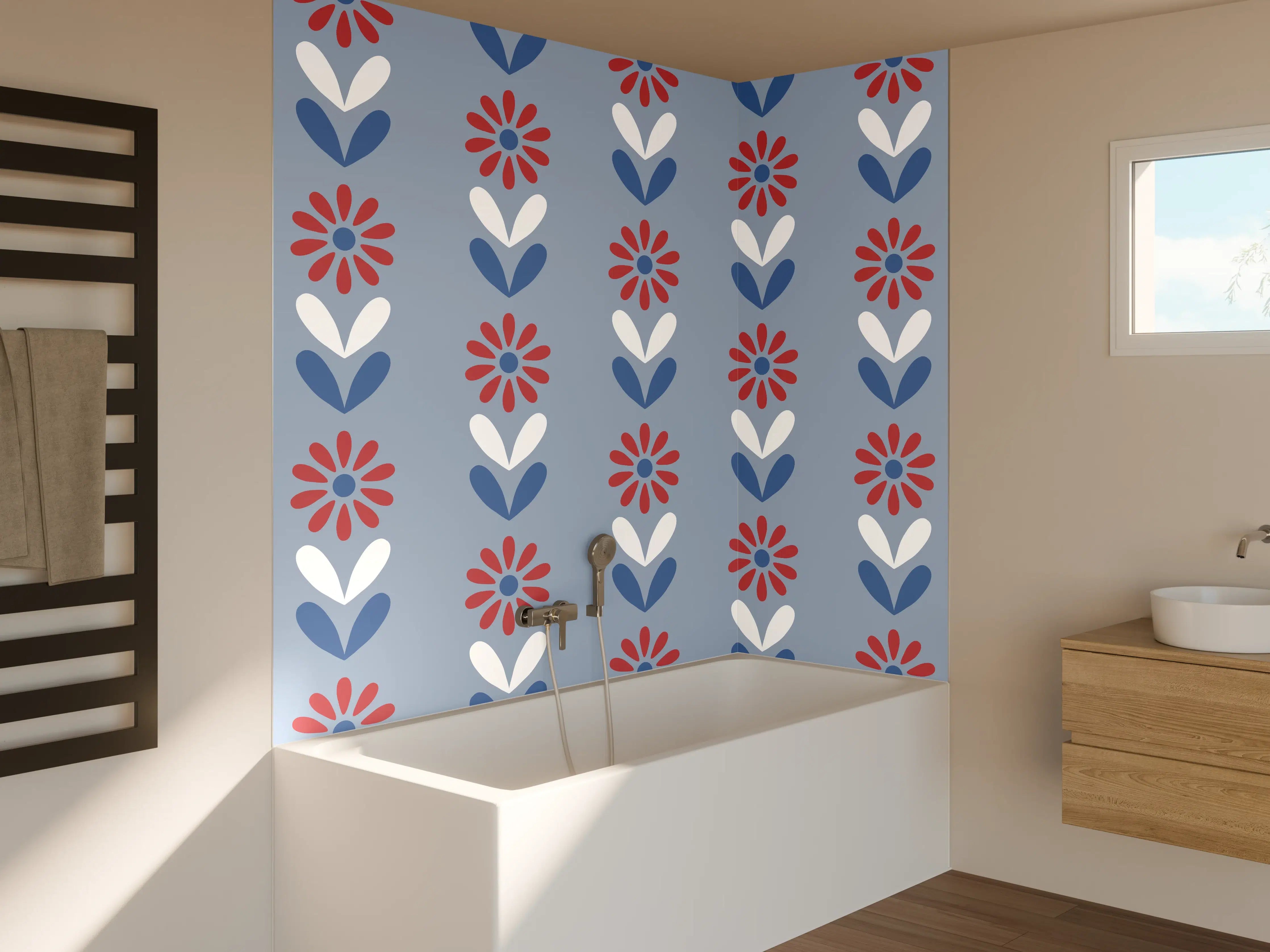 Badewannen-Rückwand - Vintage Bloom Gänseblümchen Tapete
