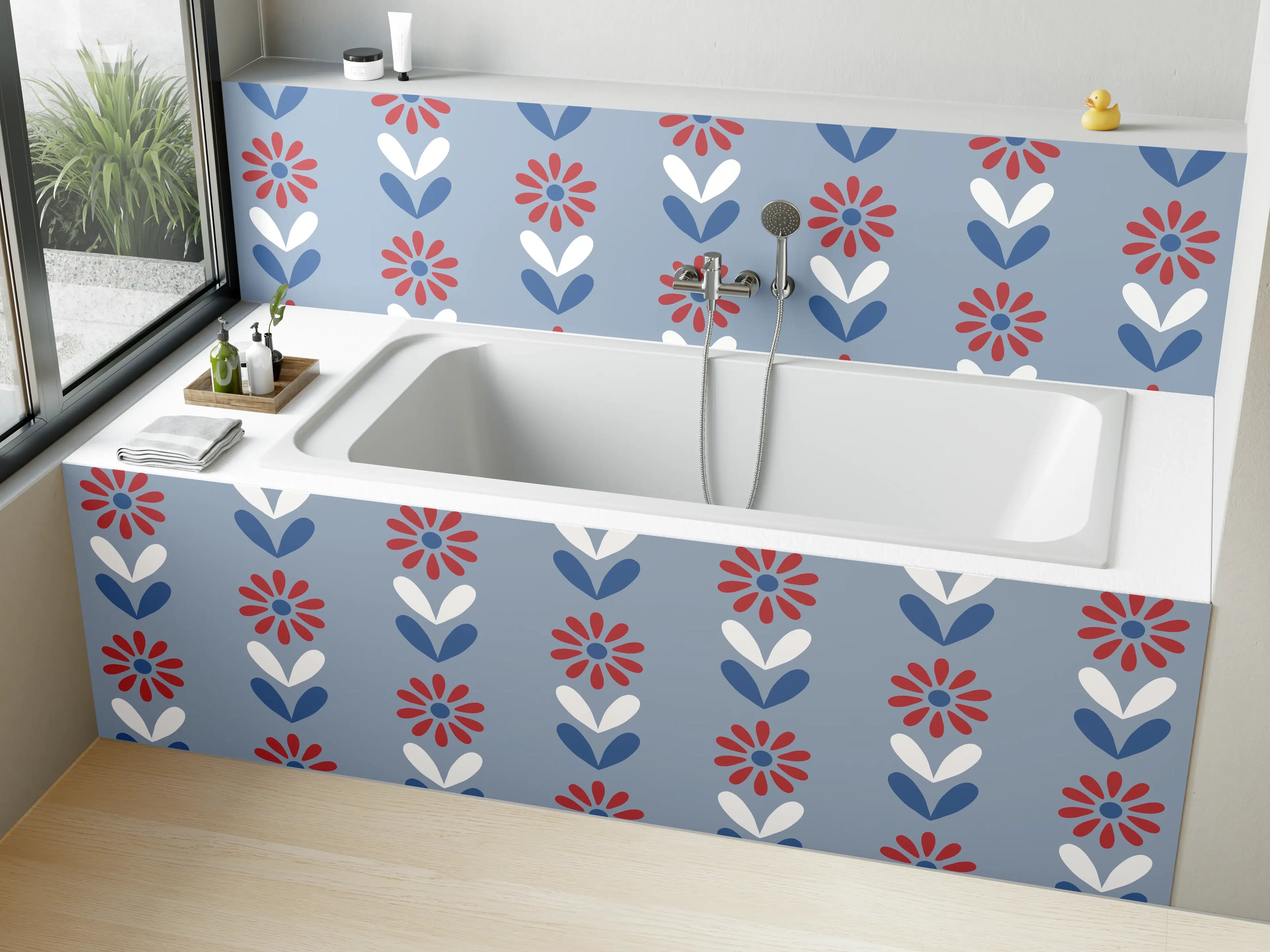 Badewannen-Rückwand - Vintage Bloom Gänseblümchen Tapete