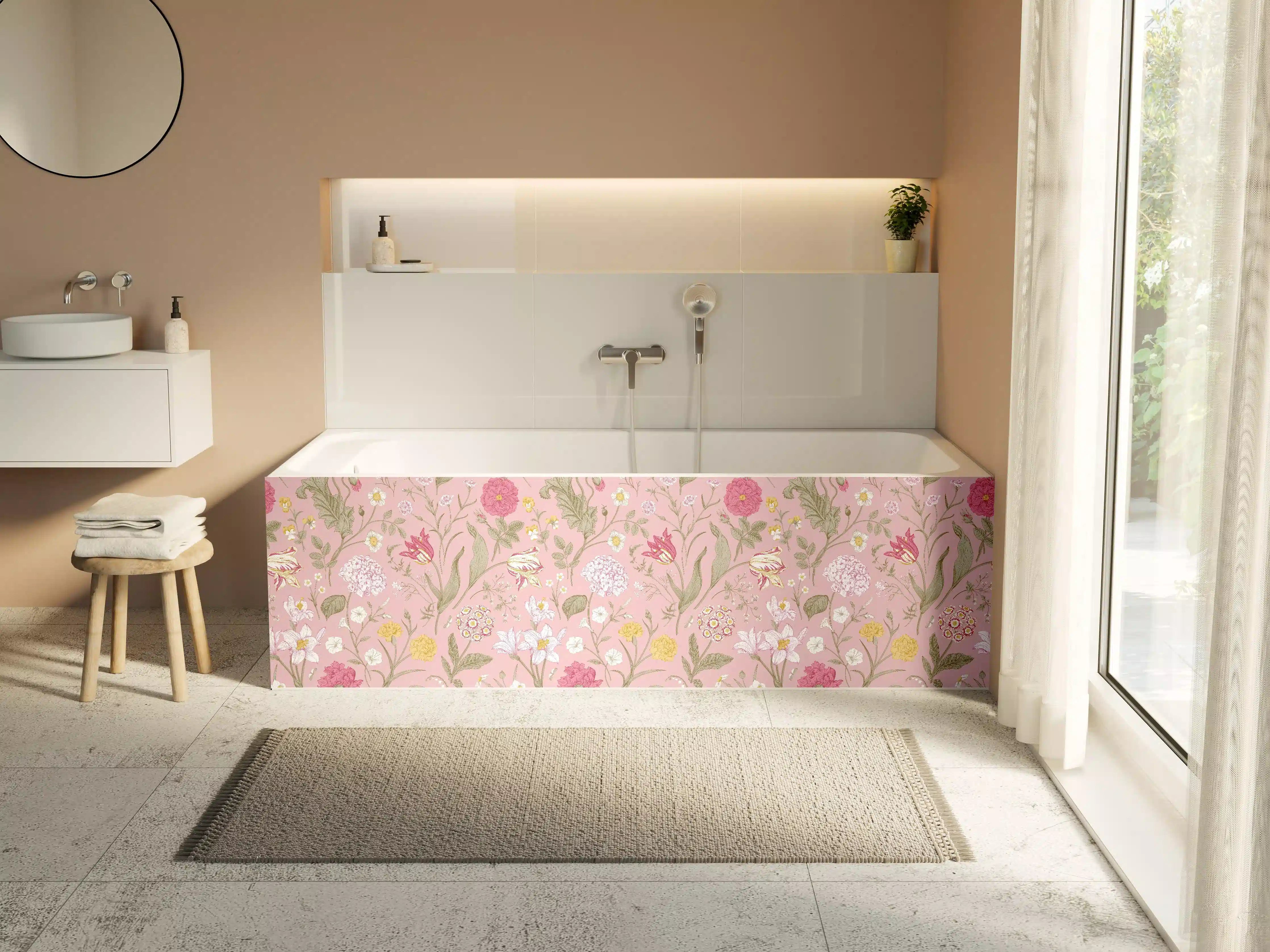 Badewannen-Rückwand - Vintage Bloom Rosa Blumenmuster
