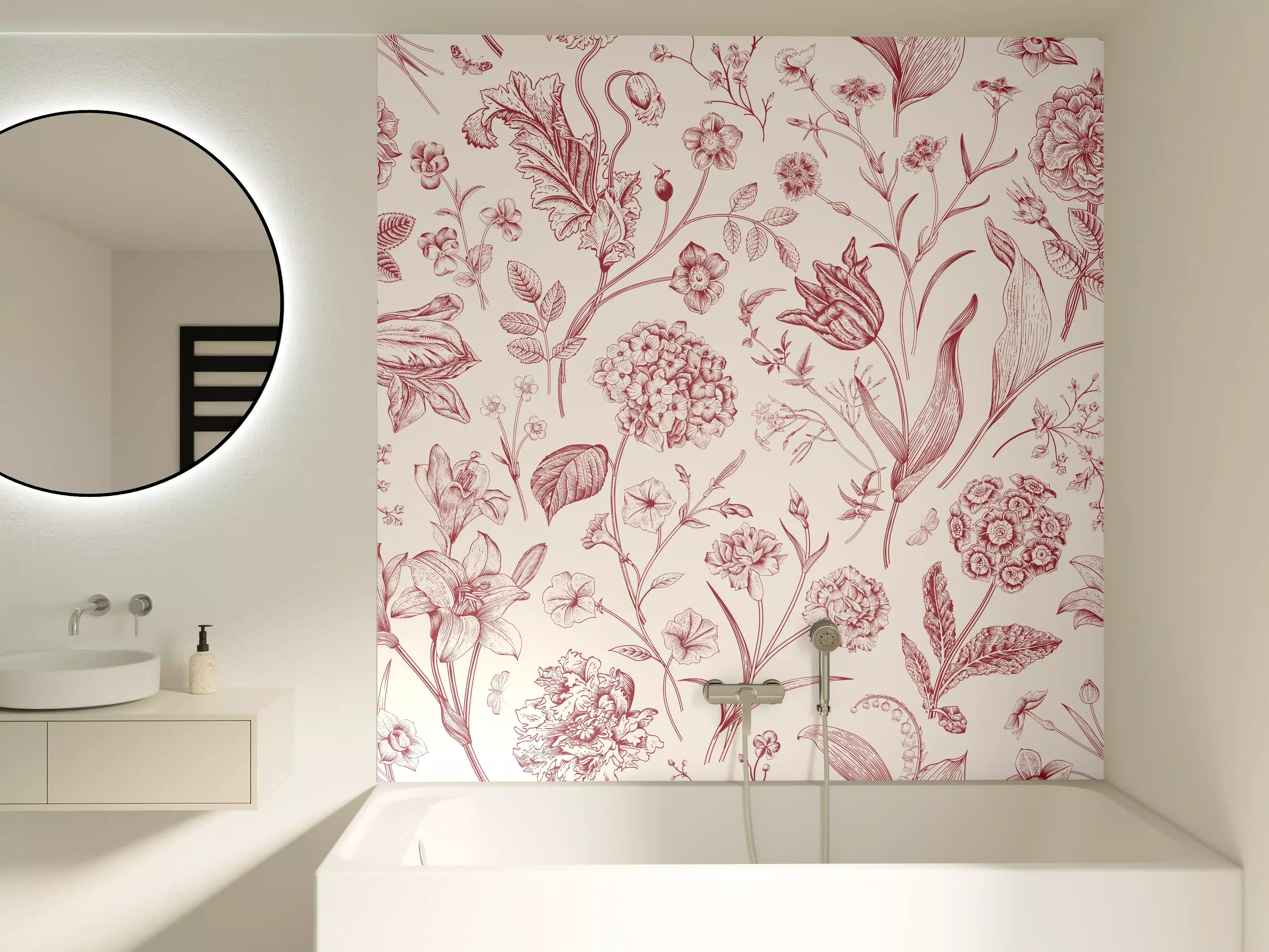 Badewannen-Rückwand - Vintage Bloom Rosa-Muster