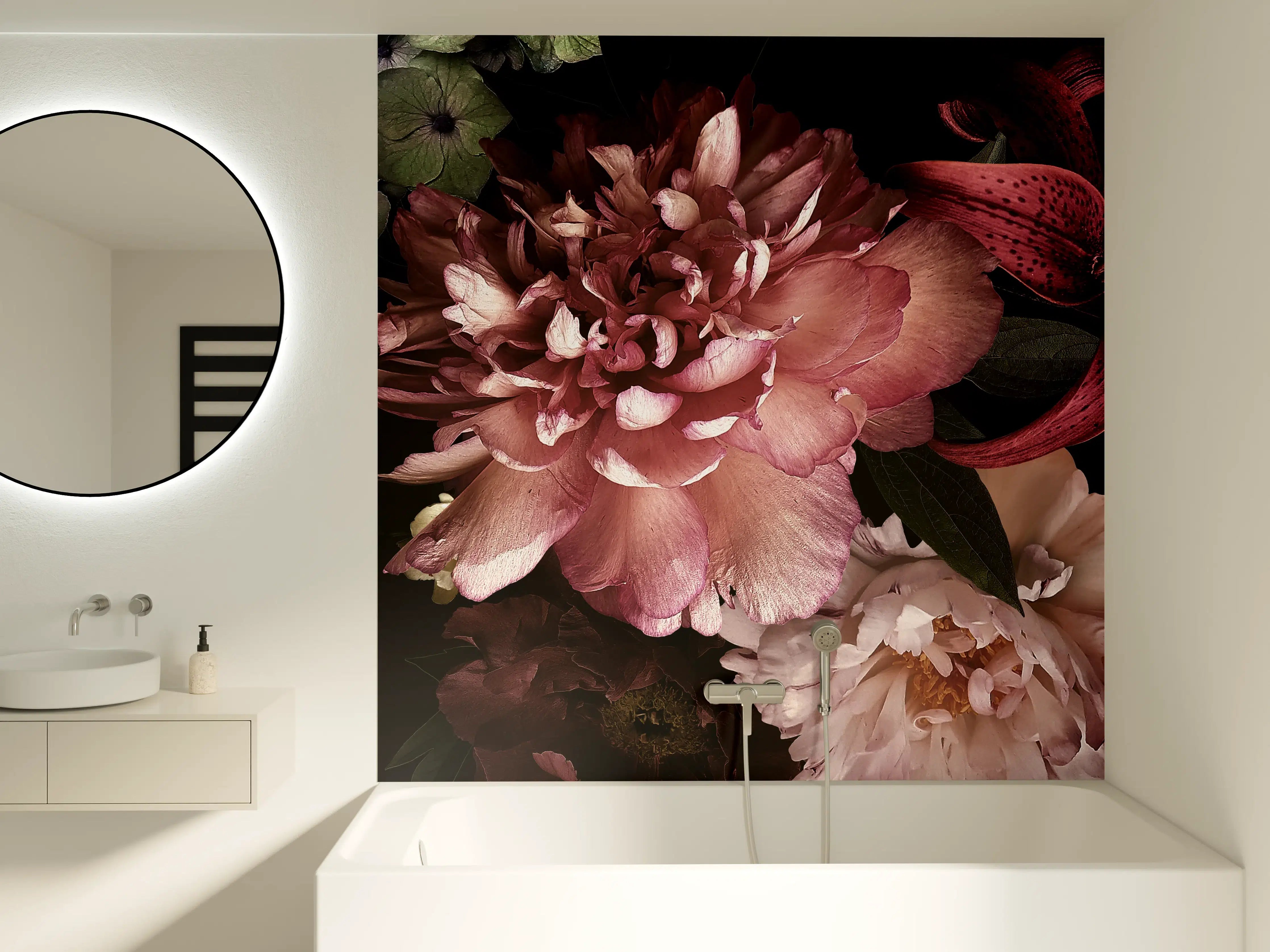Badewannen-Rückwand - Vintage Blumenbouquet
