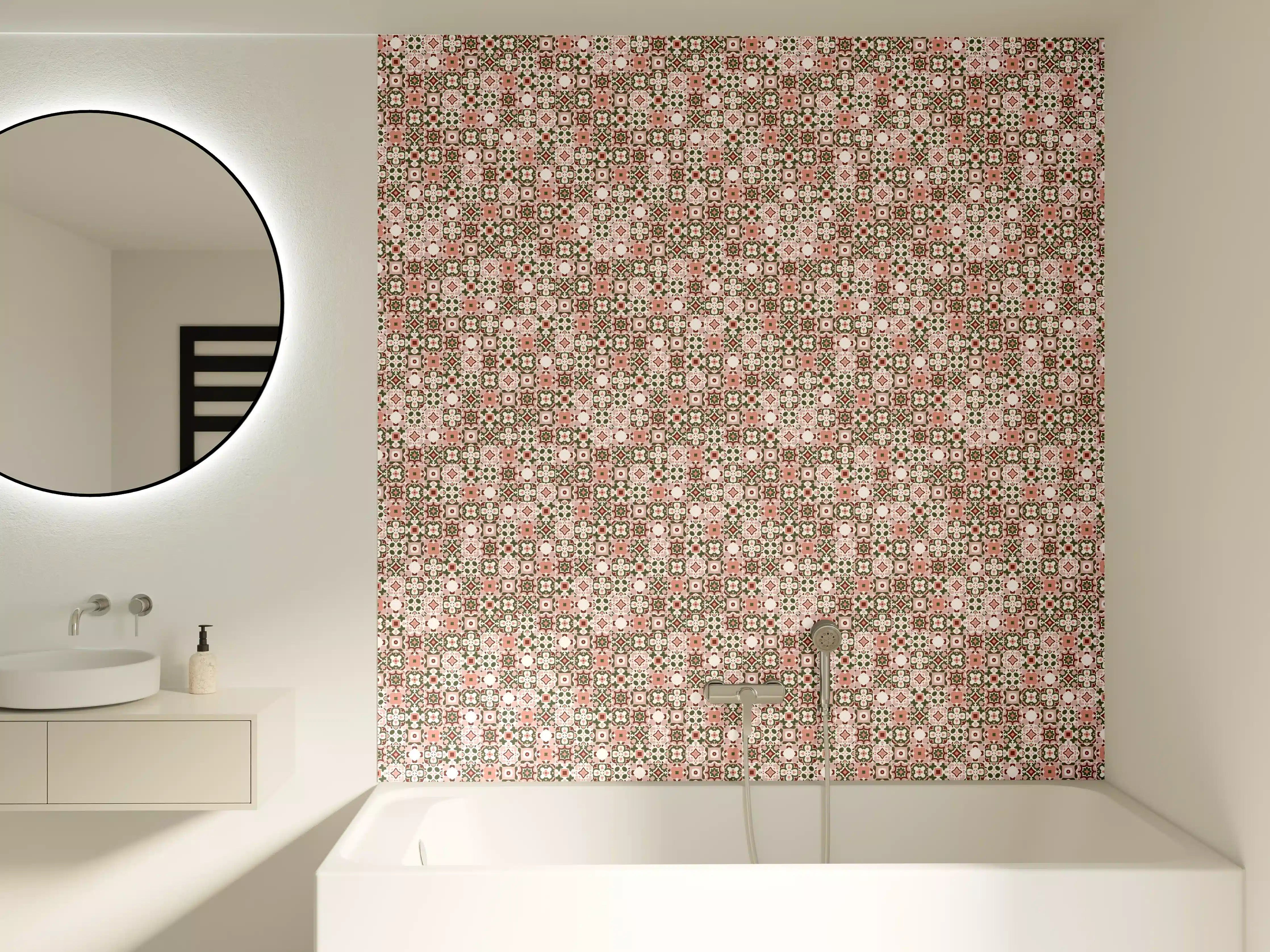 Badewannen-Rückwand - Vintage Blumenmuster Stoff