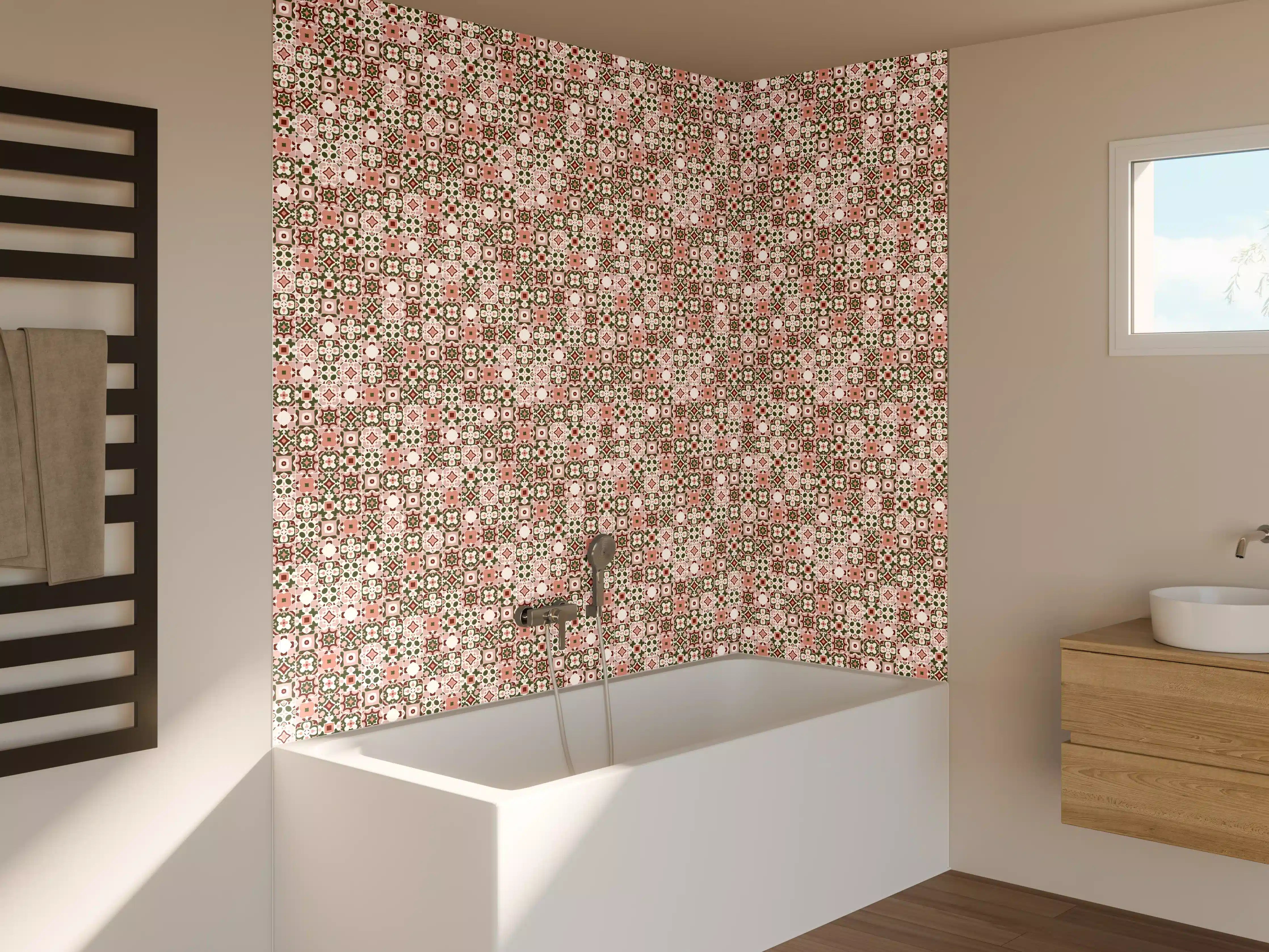 Badewannen-Rückwand - Vintage Blumenmuster Stoff