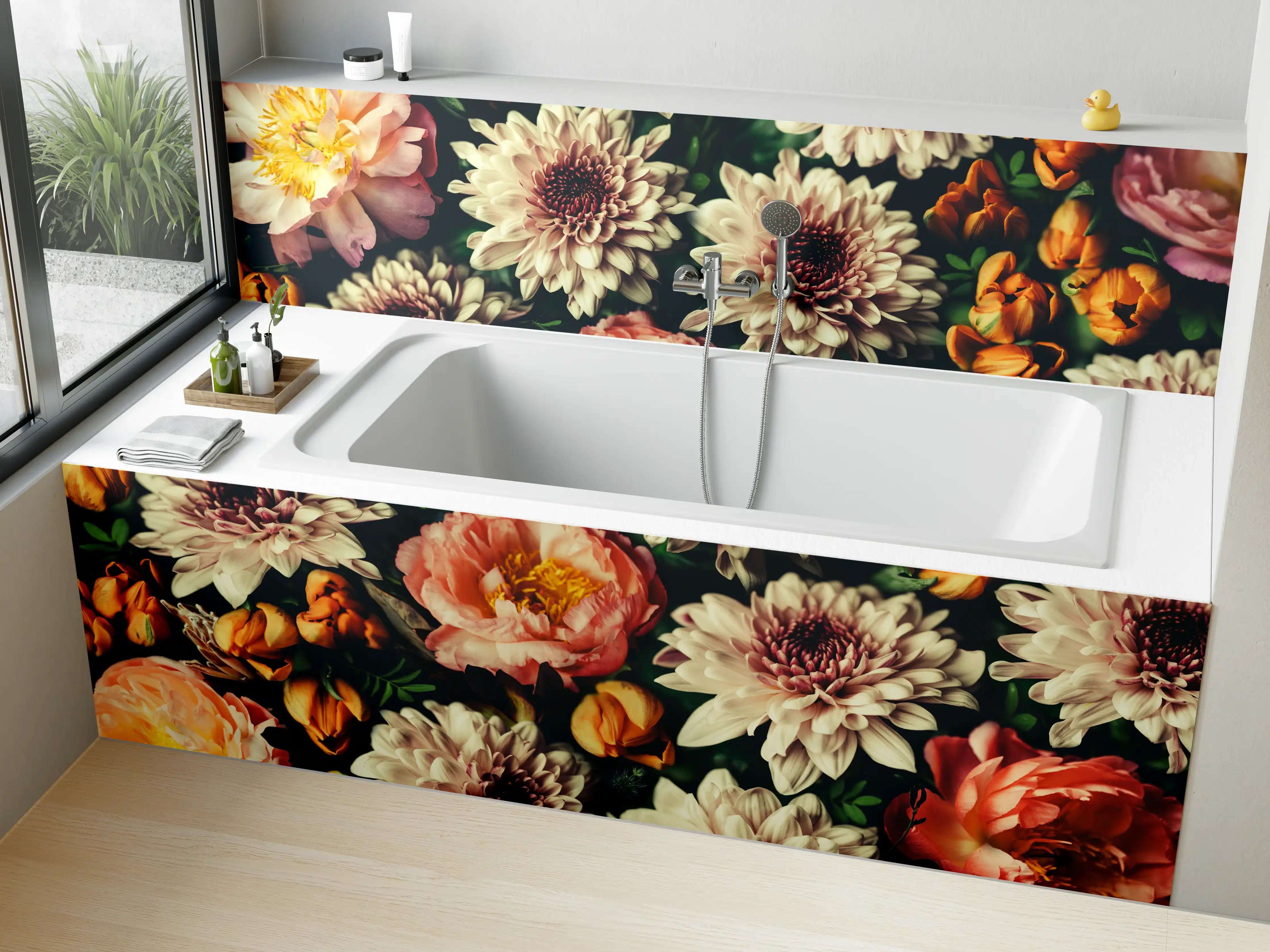 Badewannen-Rückwand - Vintage-Bouquet mit schönen Blumen