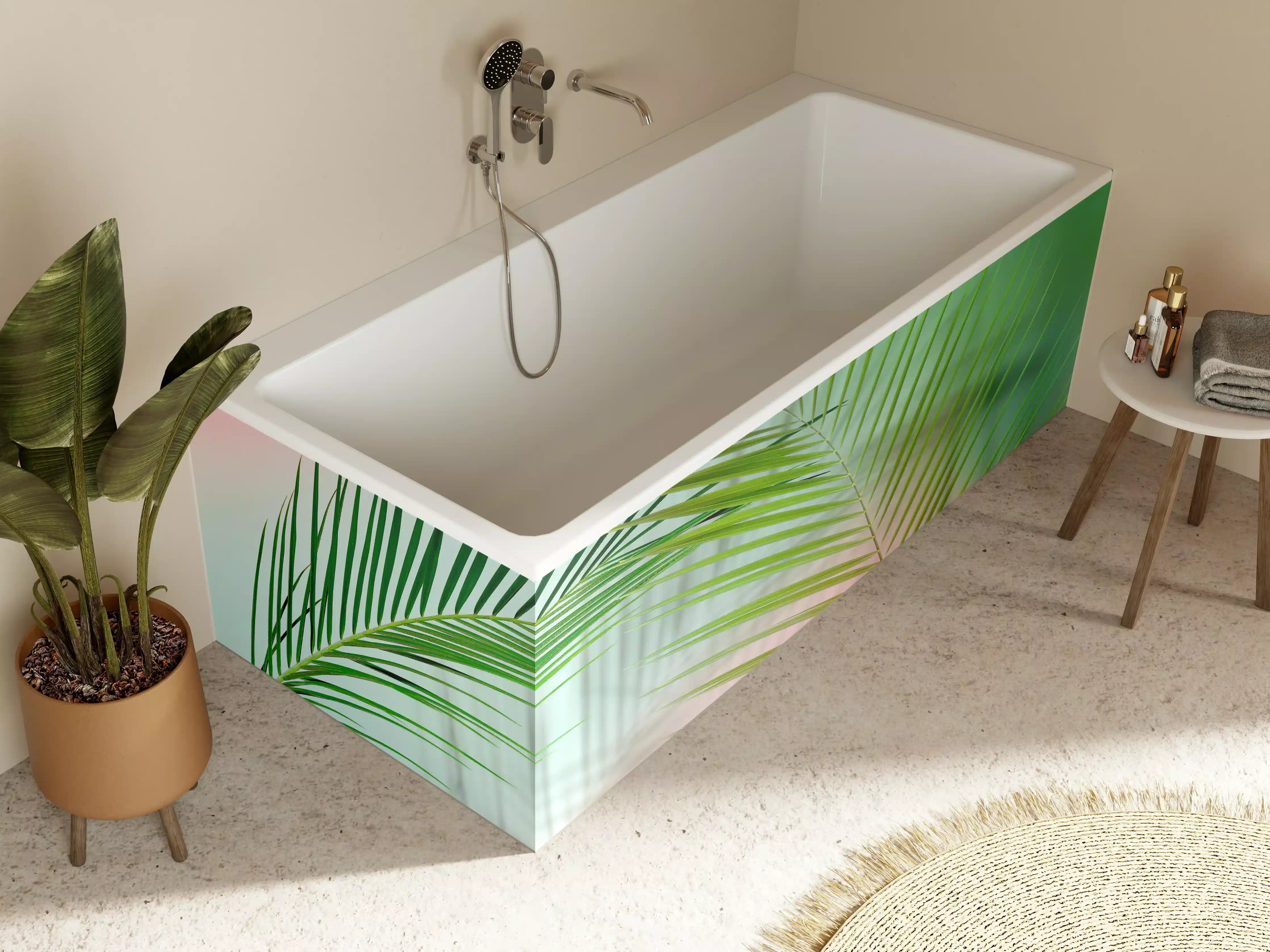 Badewannen-Rückwand - Vintage Darstellung von Palmzweigen