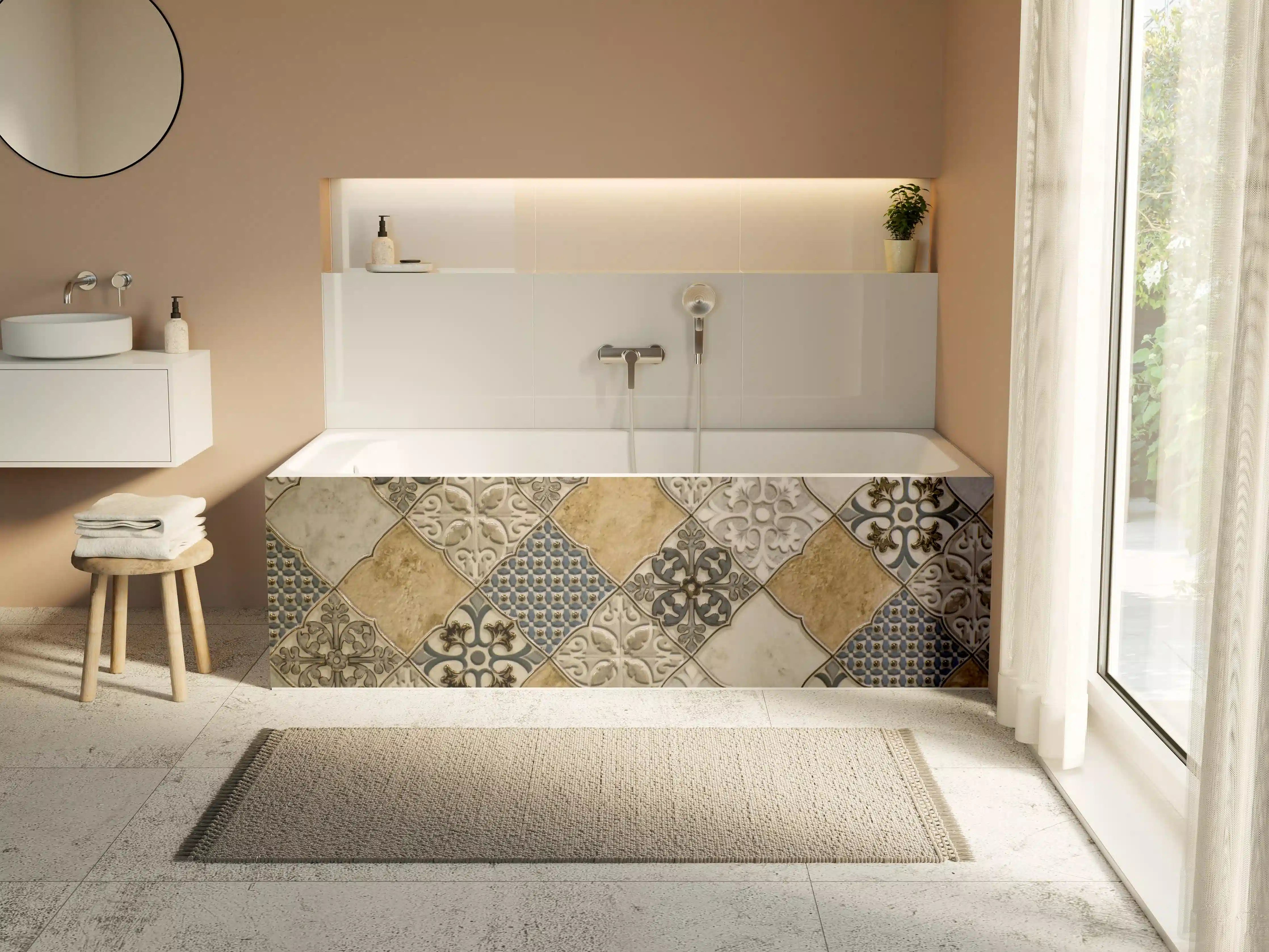 Badewannen-Rückwand - Vintage Fliesen-Mosaik Muster