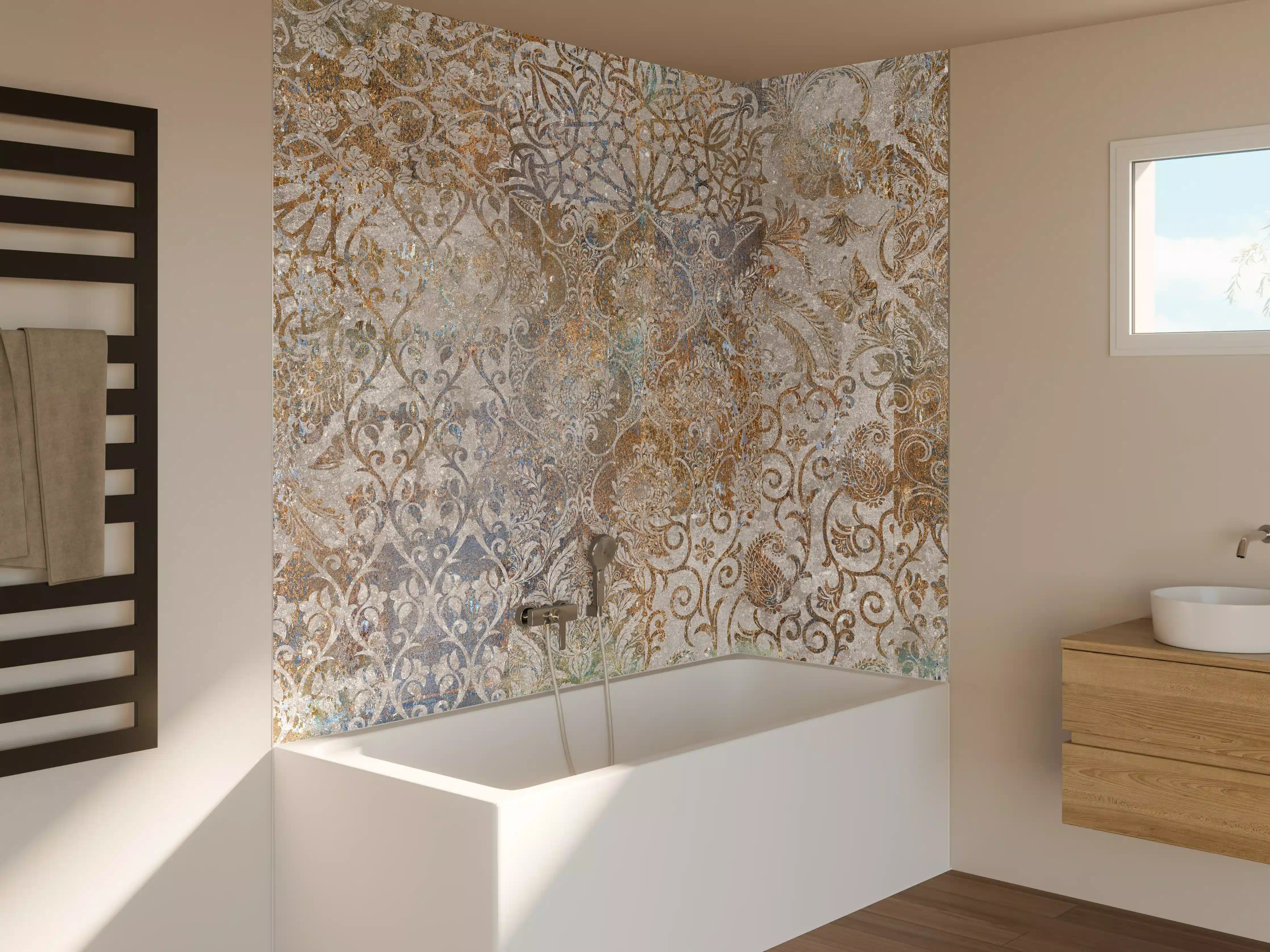 Badewannen-Rückwand - Vintage Florales Design