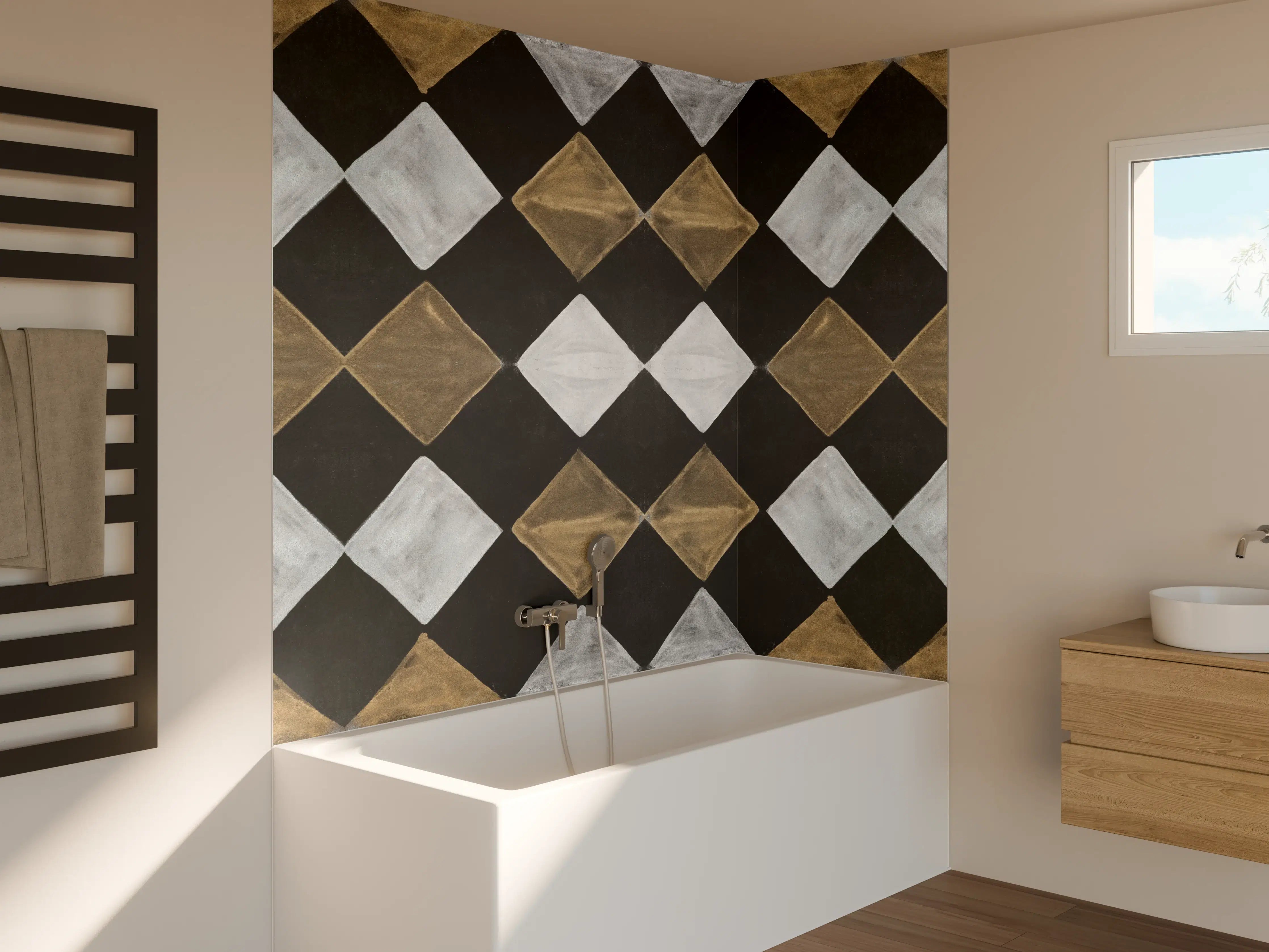 Badewannen-Rückwand - Vintage Mosaik Fliesentapete
