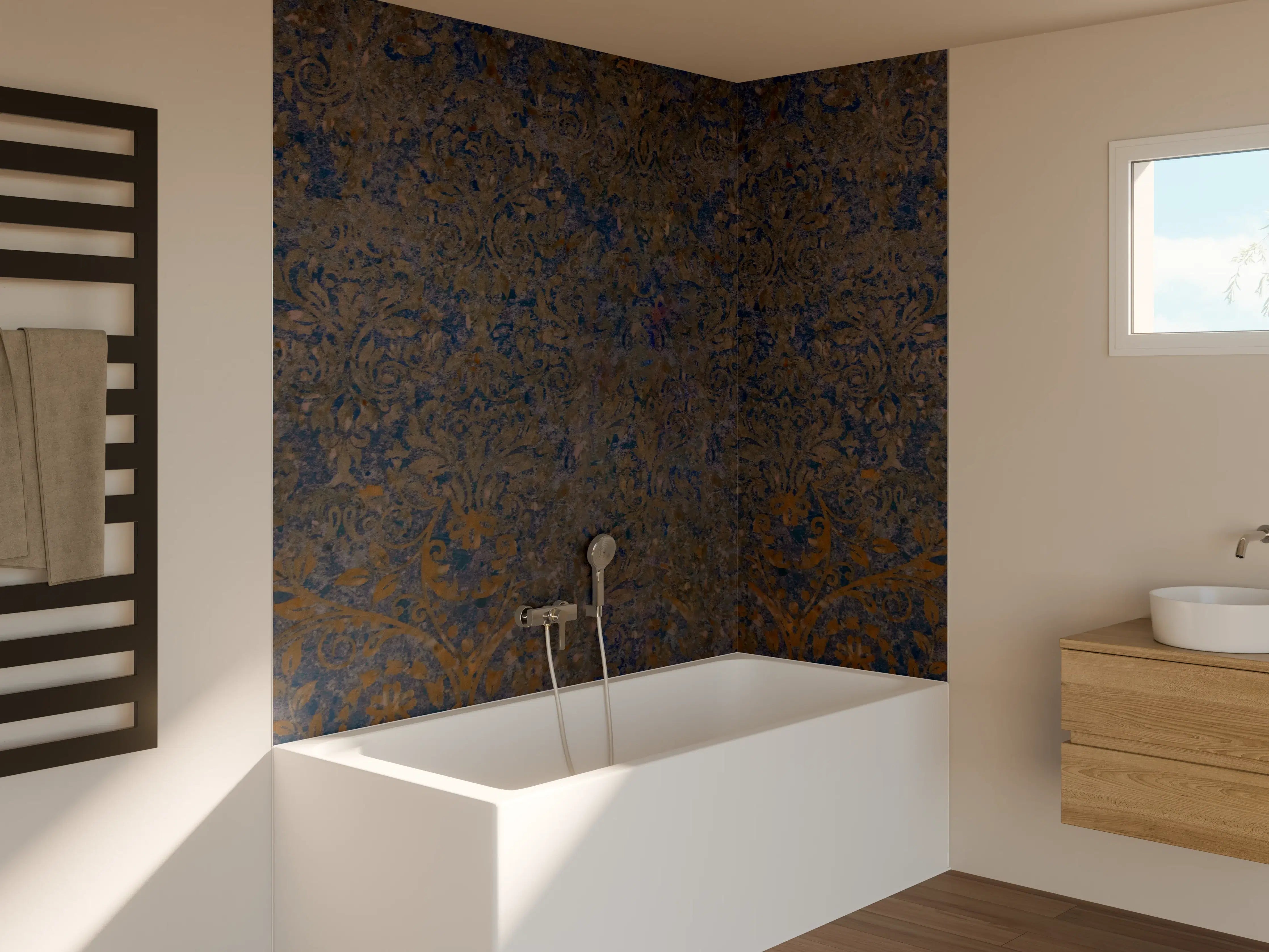 Badewannen-Rückwand - Vintage-Patchwork-Fliesentextur