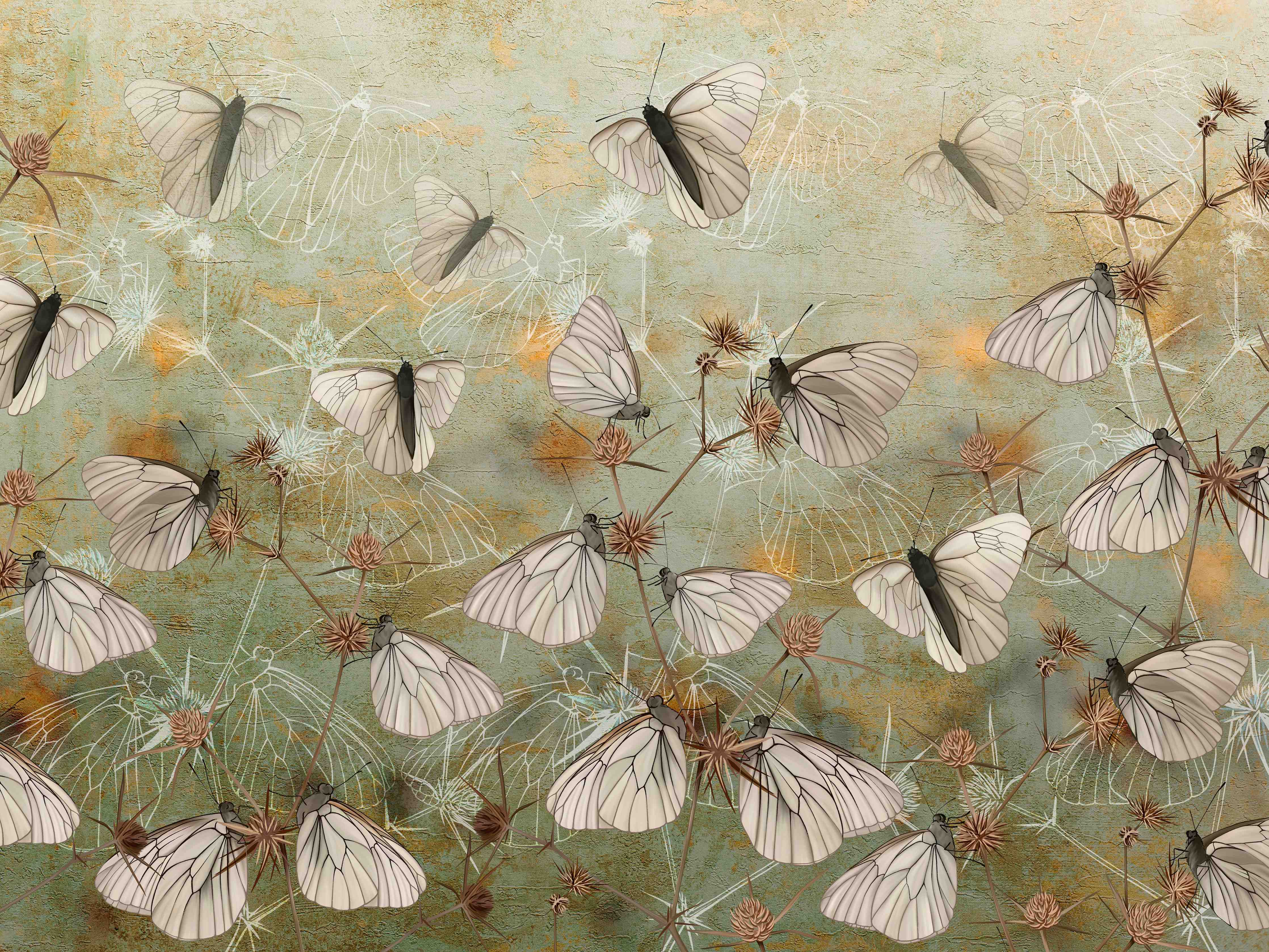 Badewannen-Rückwand-Vintage Schmetterling - Zeichnung