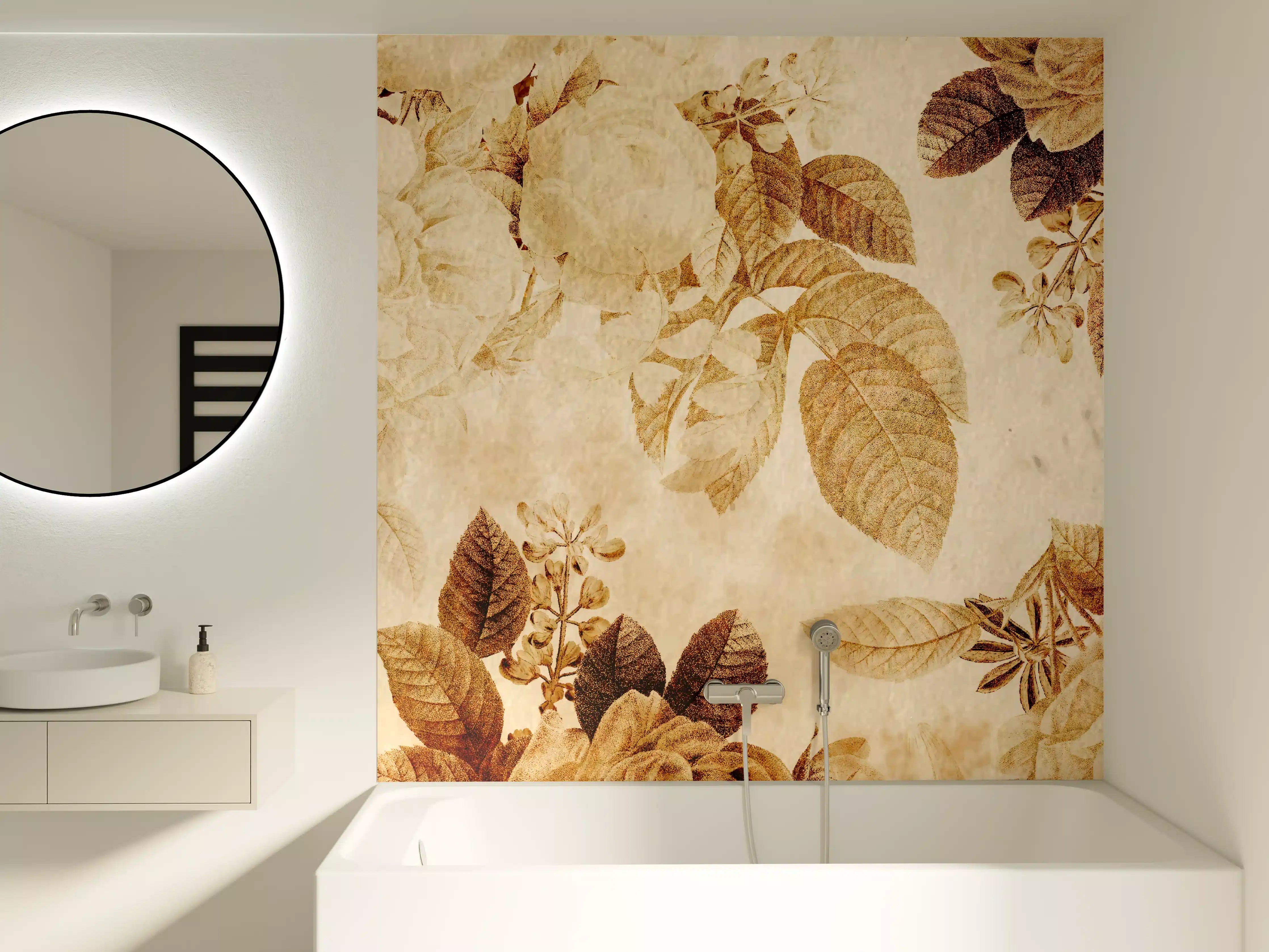 Badewannen-Rückwand - Vintage-Tapeten Blumen Muster