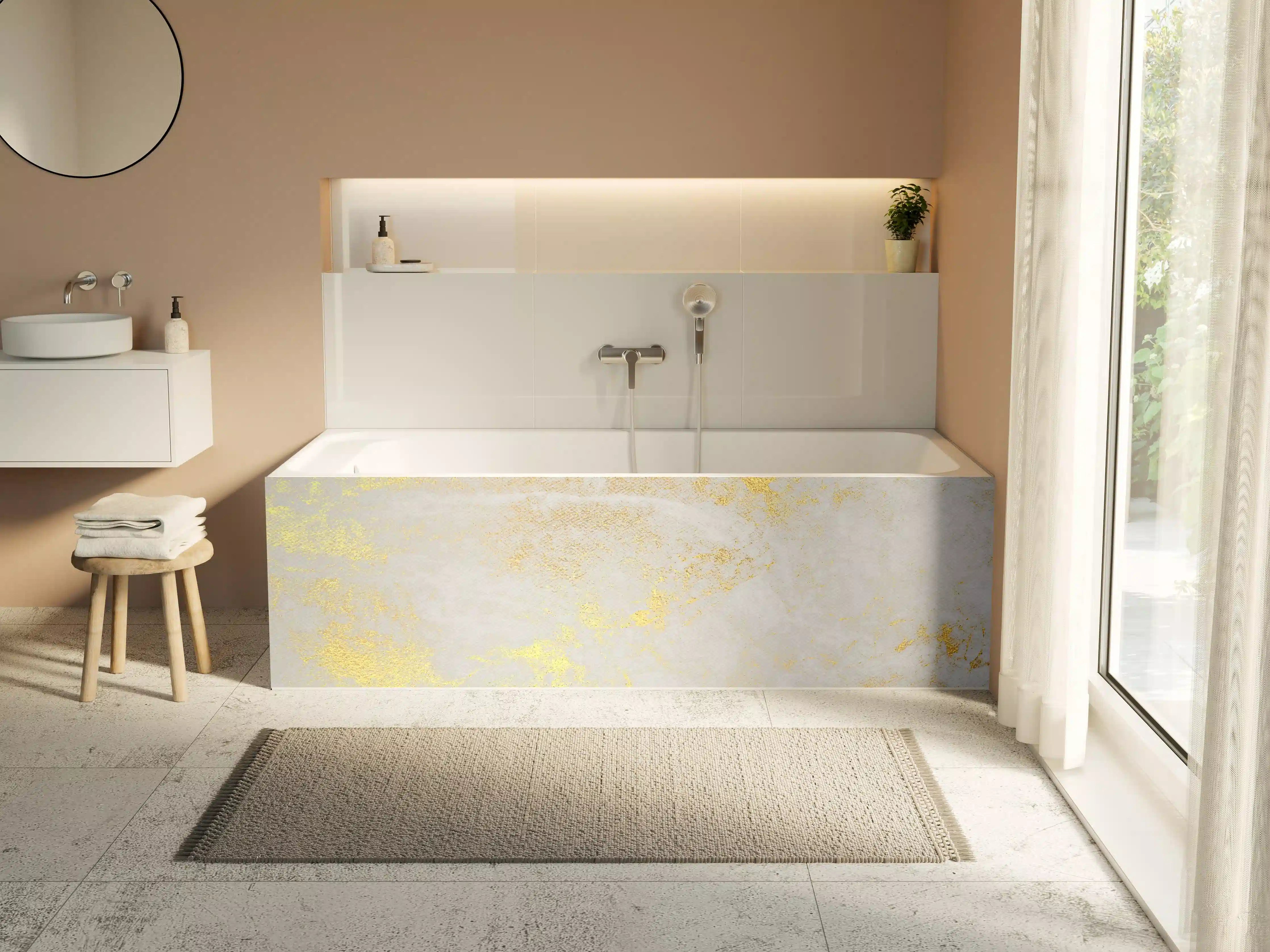 Badewannen-Rückwand - Vintage Zement - Gold