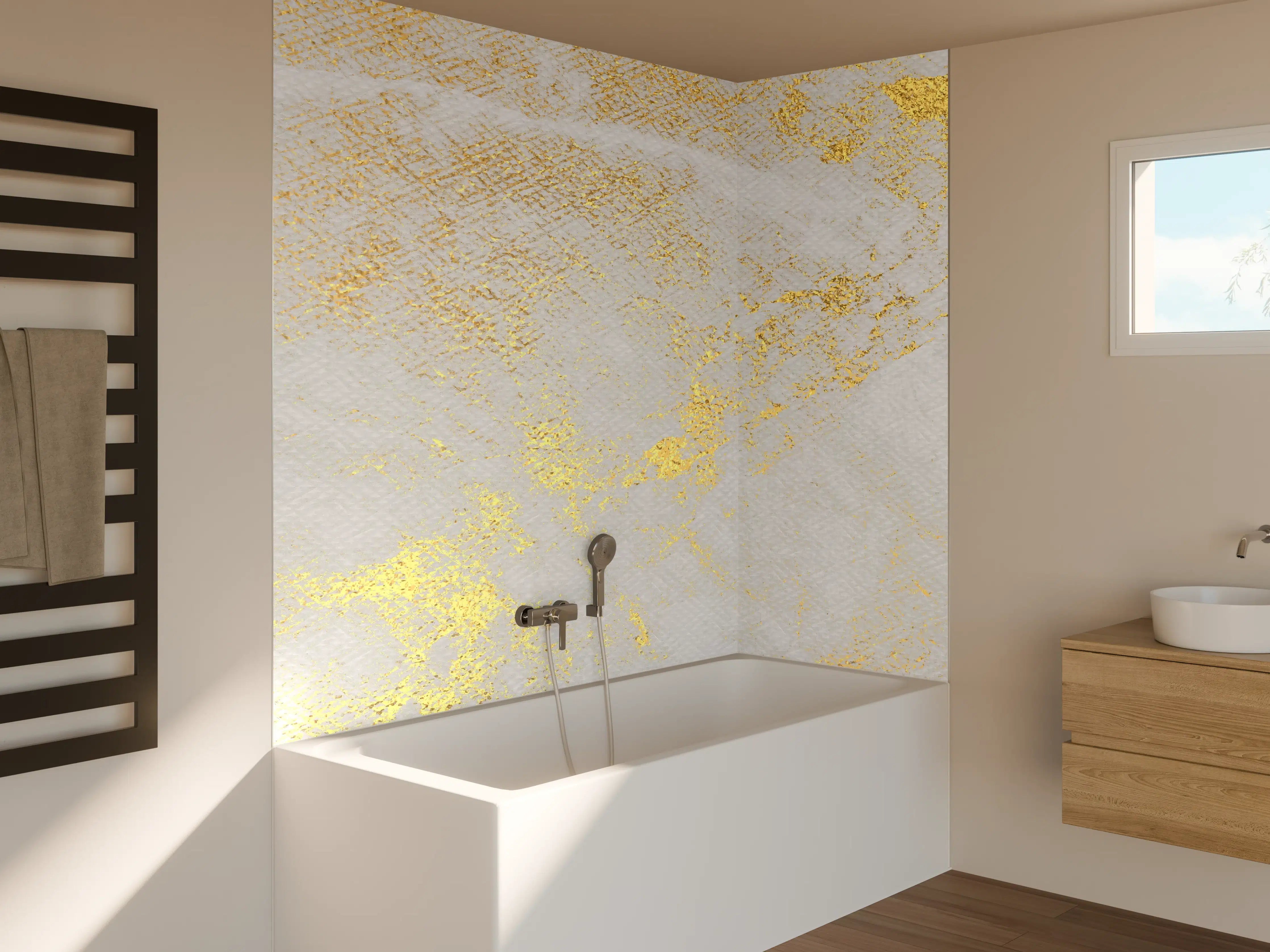 Badewannen-Rückwand - Vintage Zement - Gold
