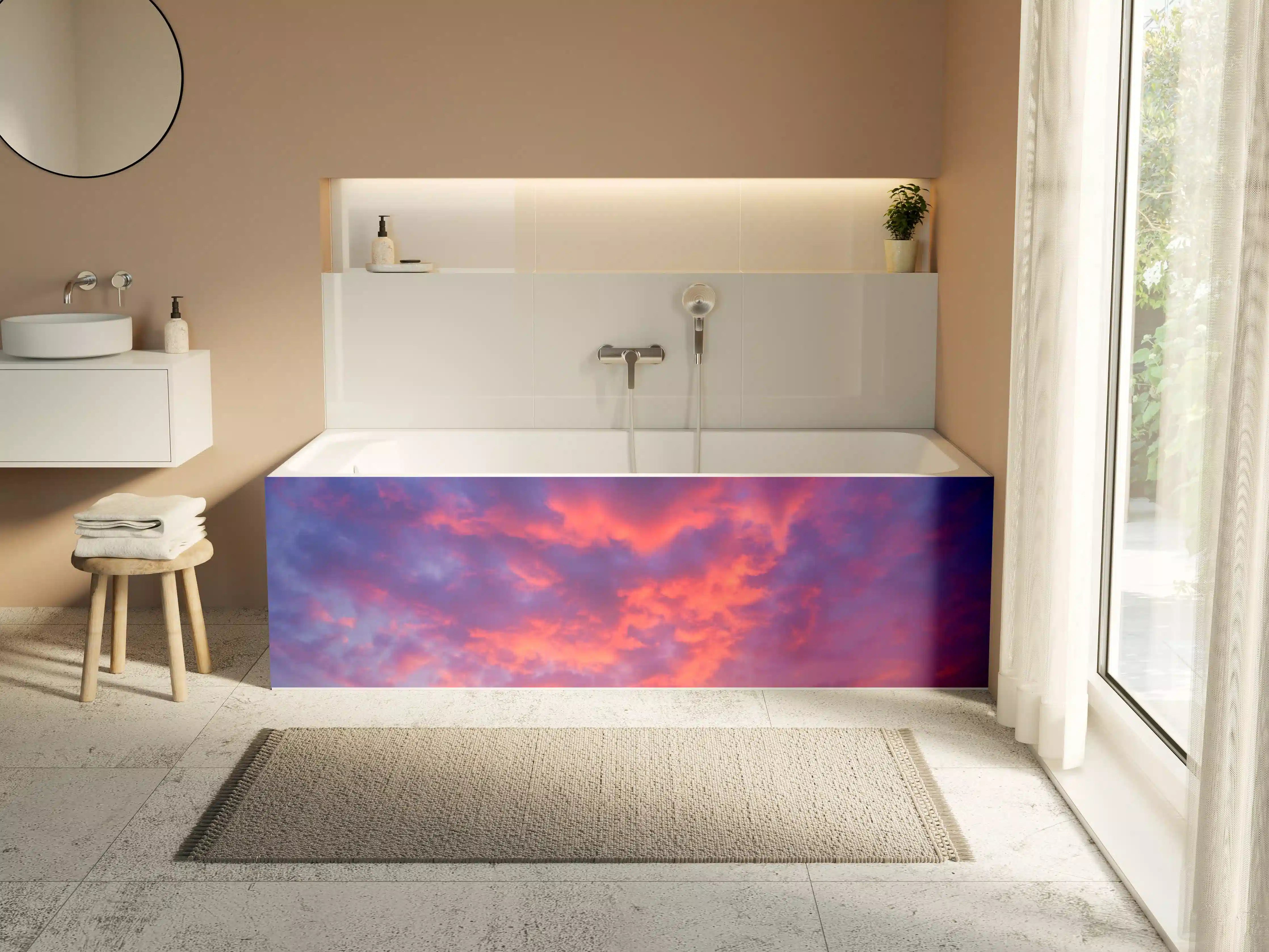 Badewannen-Rückwand - Violett-Pinker Sonnenuntergang