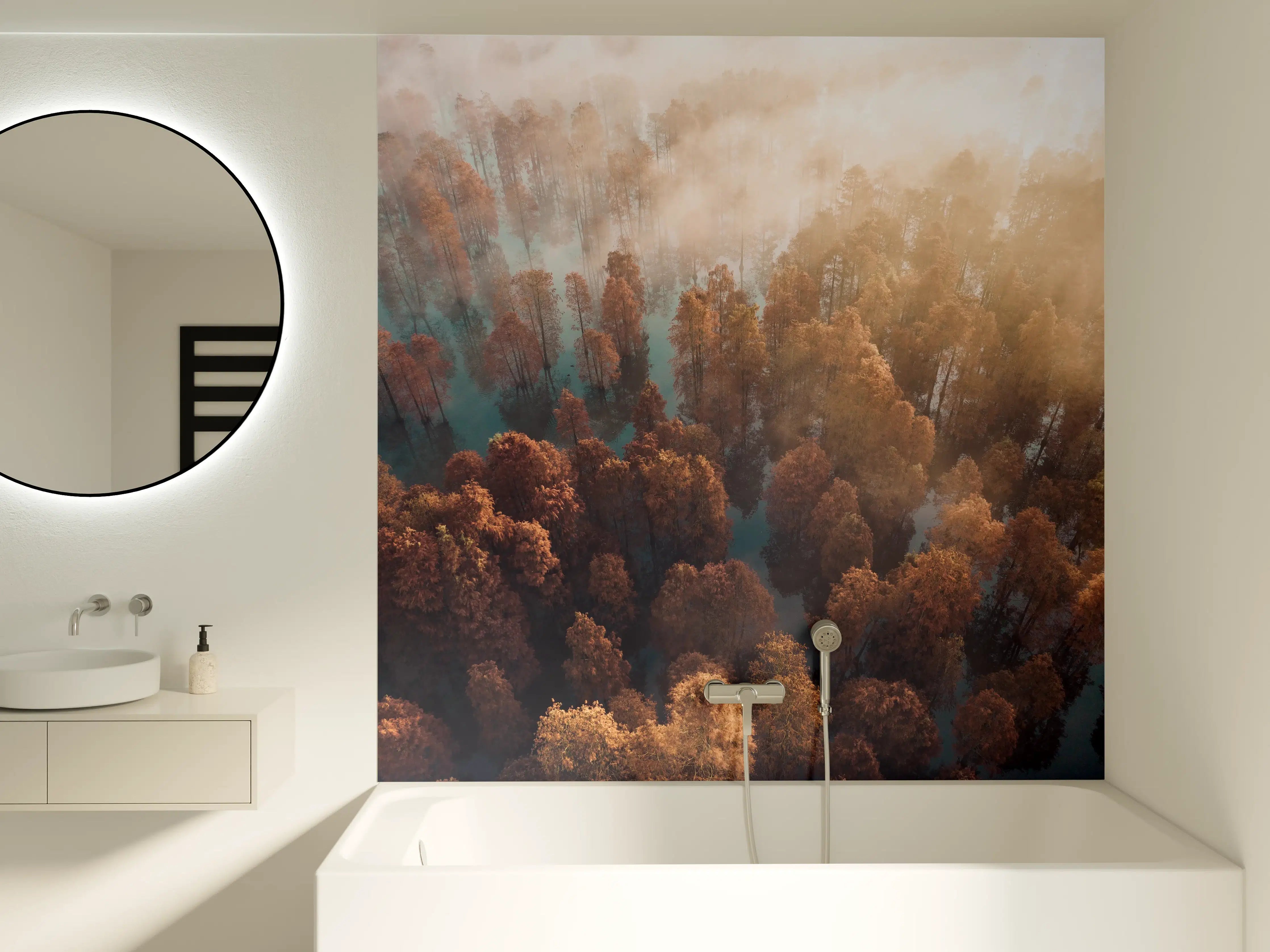 Badewannen-Rückwand - Vogelperspektive - Wald im Herbst