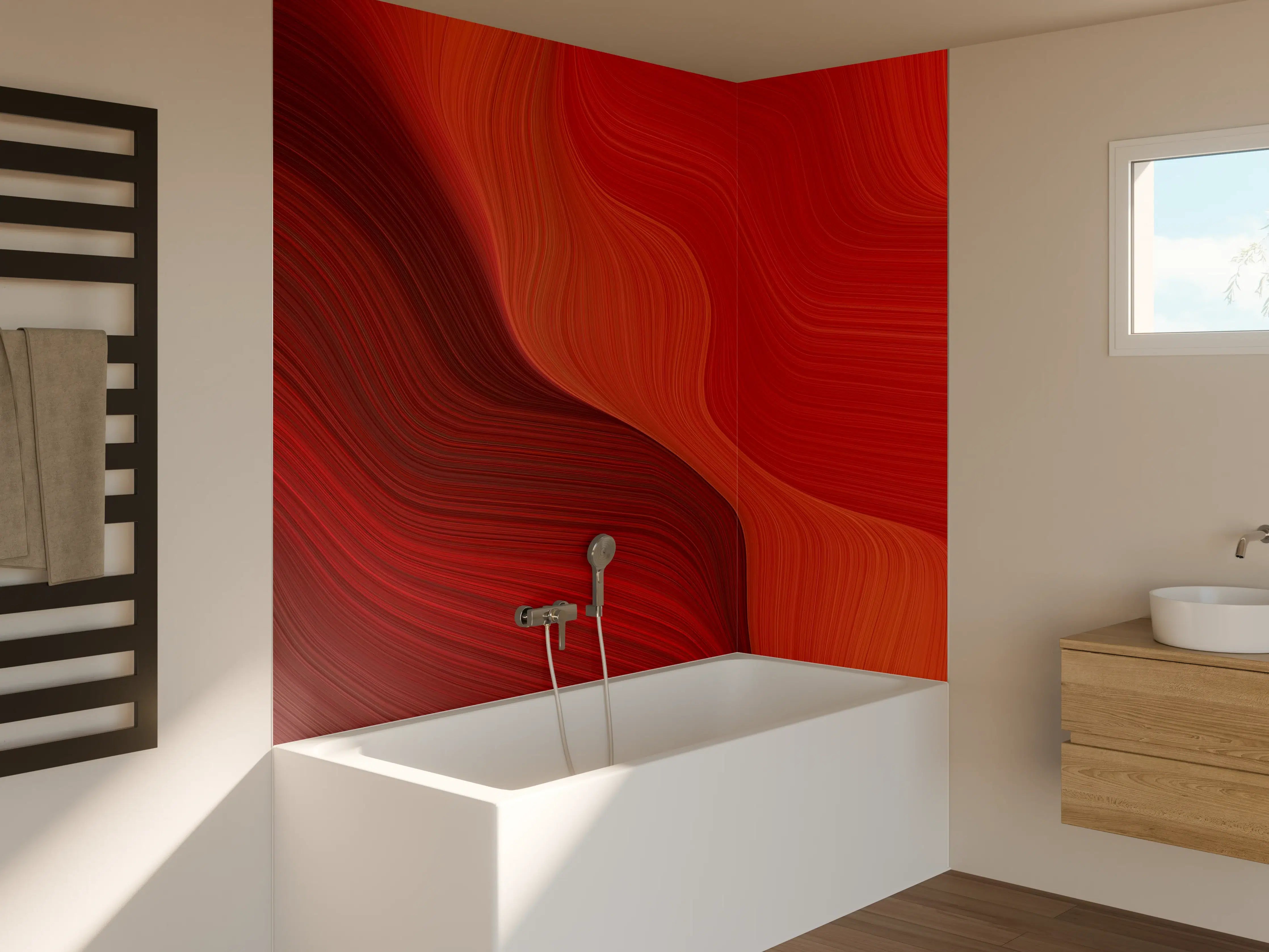 Badewannen-Rückwand - Wärmende Rote Farbspiele